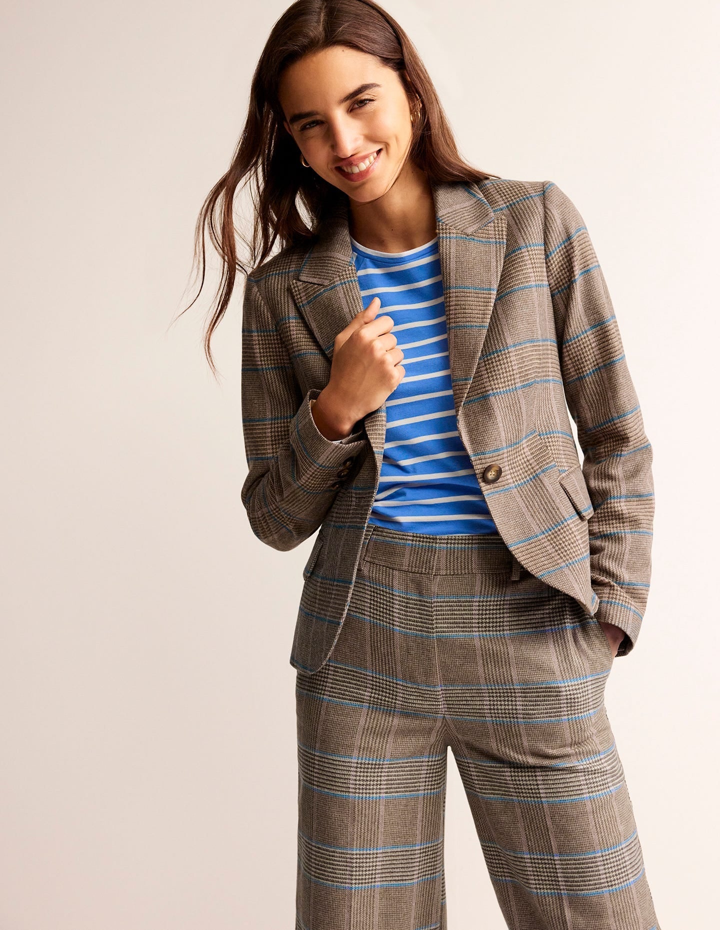 Canonbury Wool Blazer-Camel and Pink Prince of Wales - Image 1