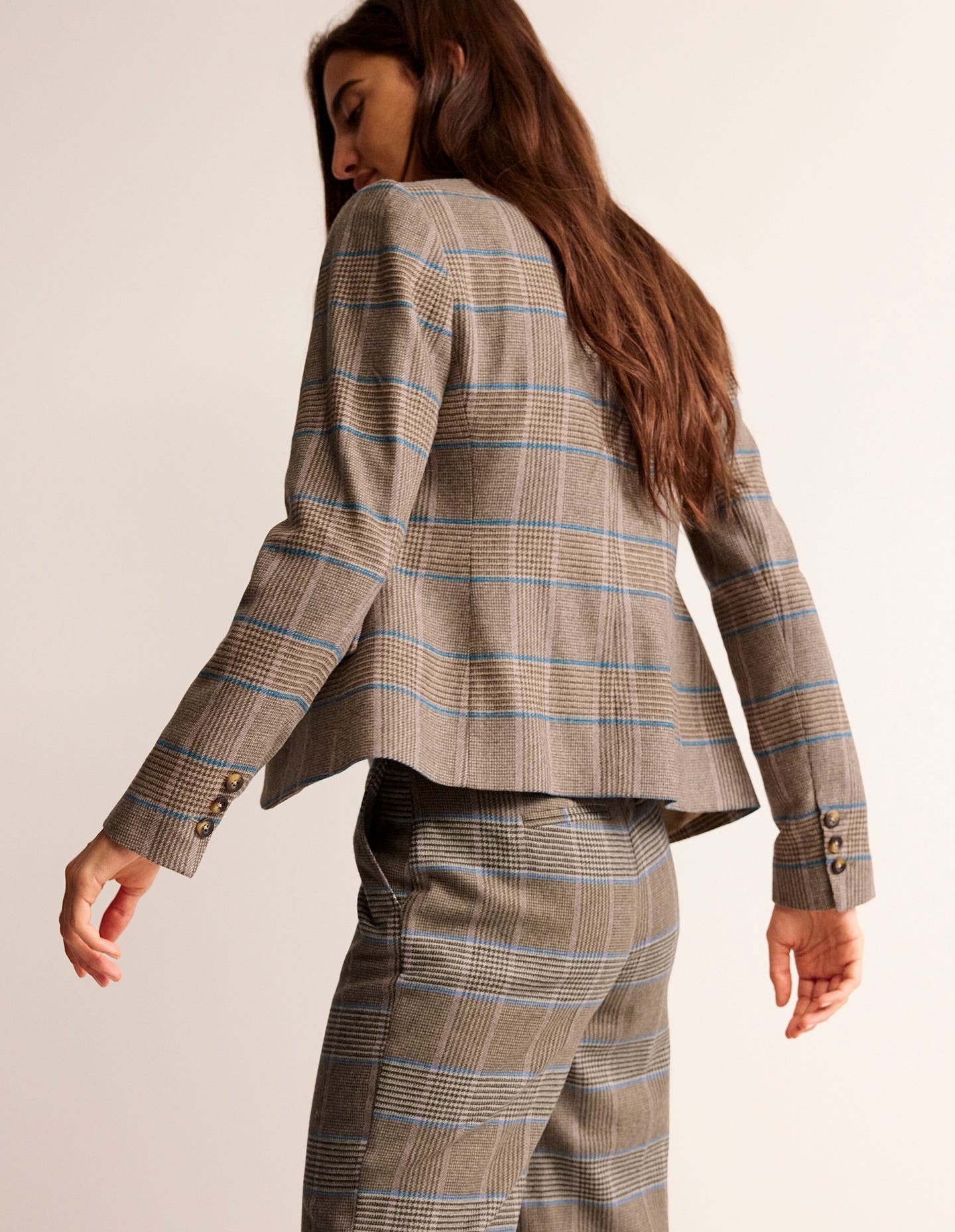 Canonbury Wool Blazer-Camel and Pink Prince of Wales - Image 3