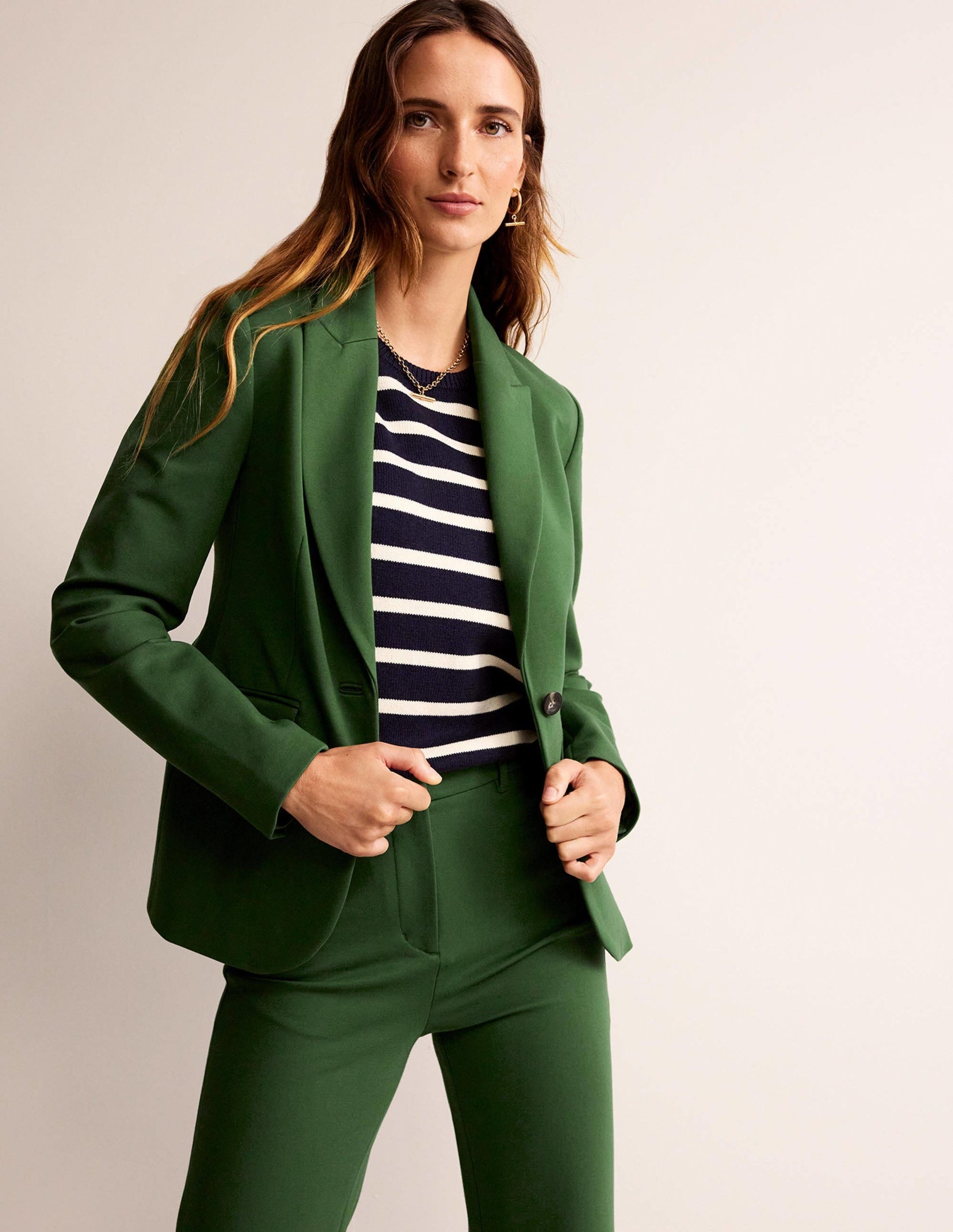 Marylebone Ponte Blazer-Winter Green-1