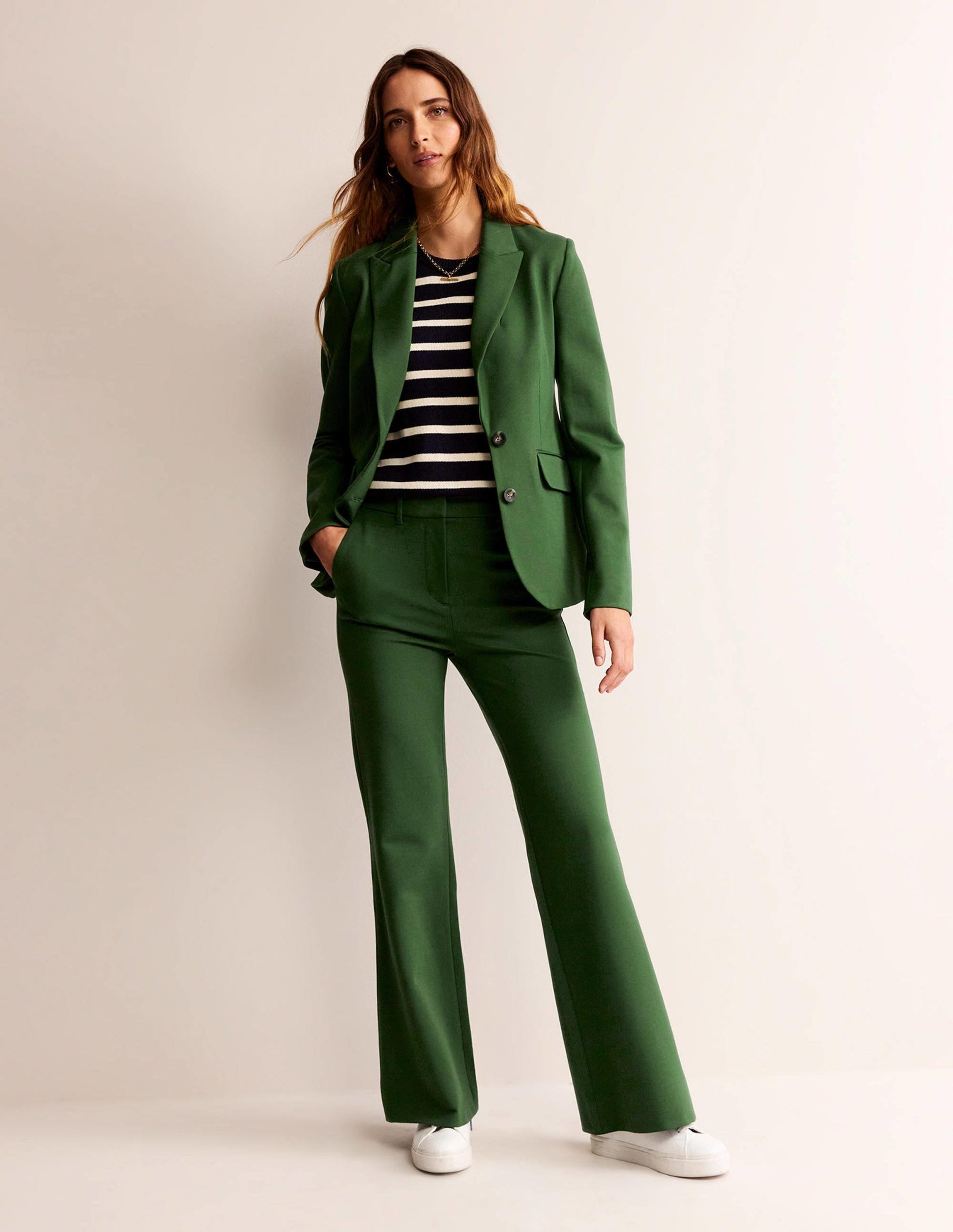 Marylebone Ponte Blazer-Winter Green-4