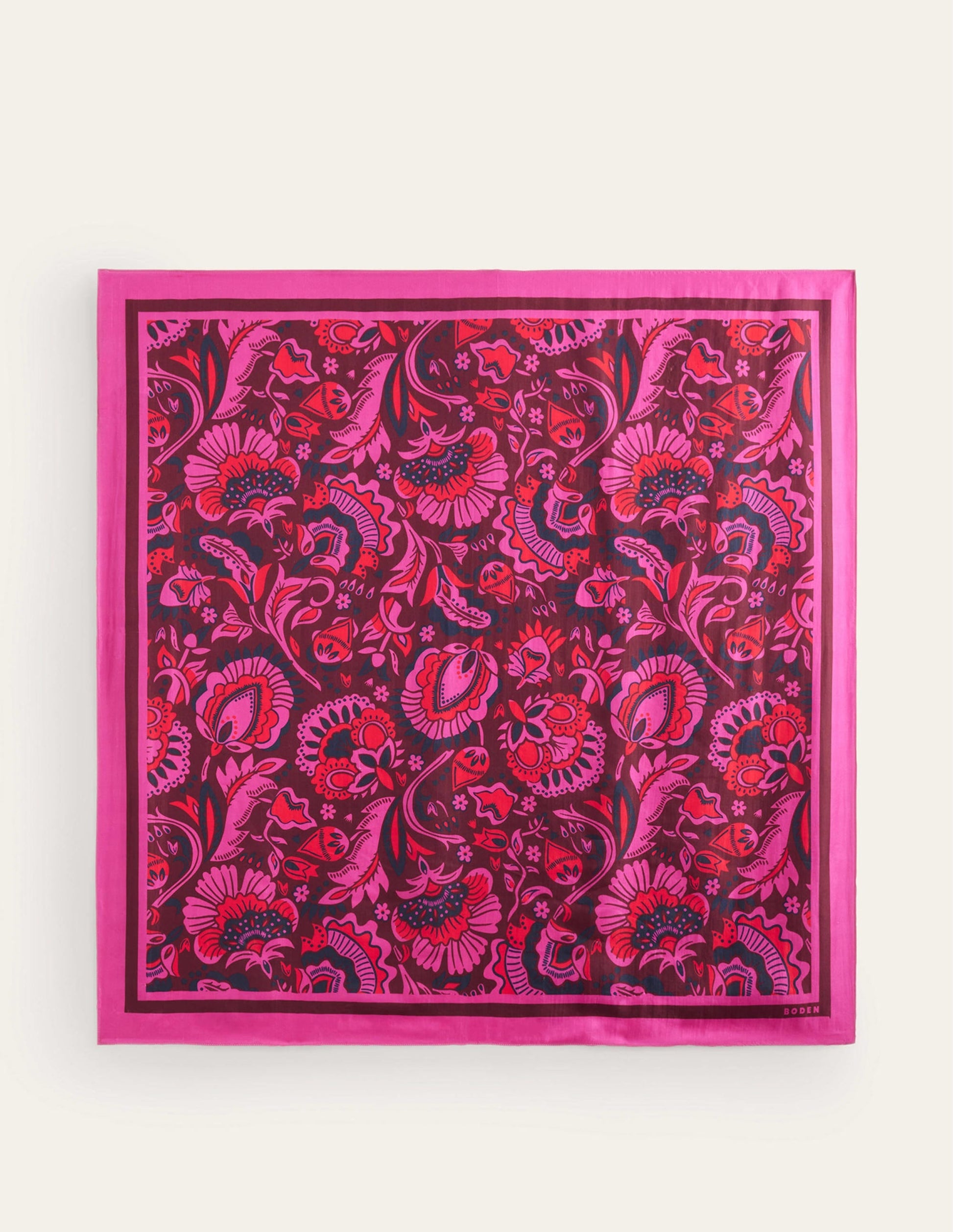 Large Square Silk Scarf-Burgundy Red, Florist Scarf-3