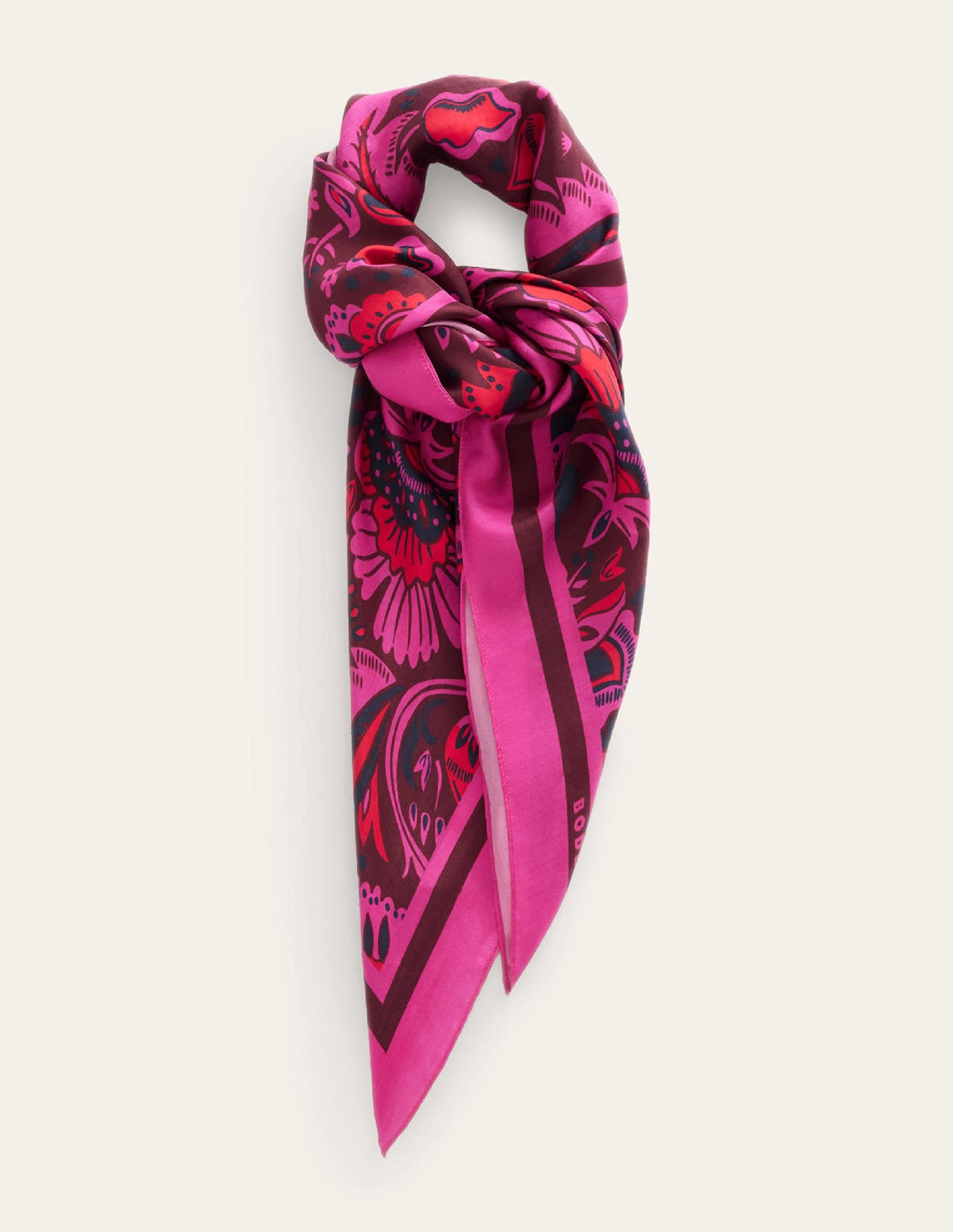 Large Square Silk Scarf-Burgundy Red, Florist Scarf-5