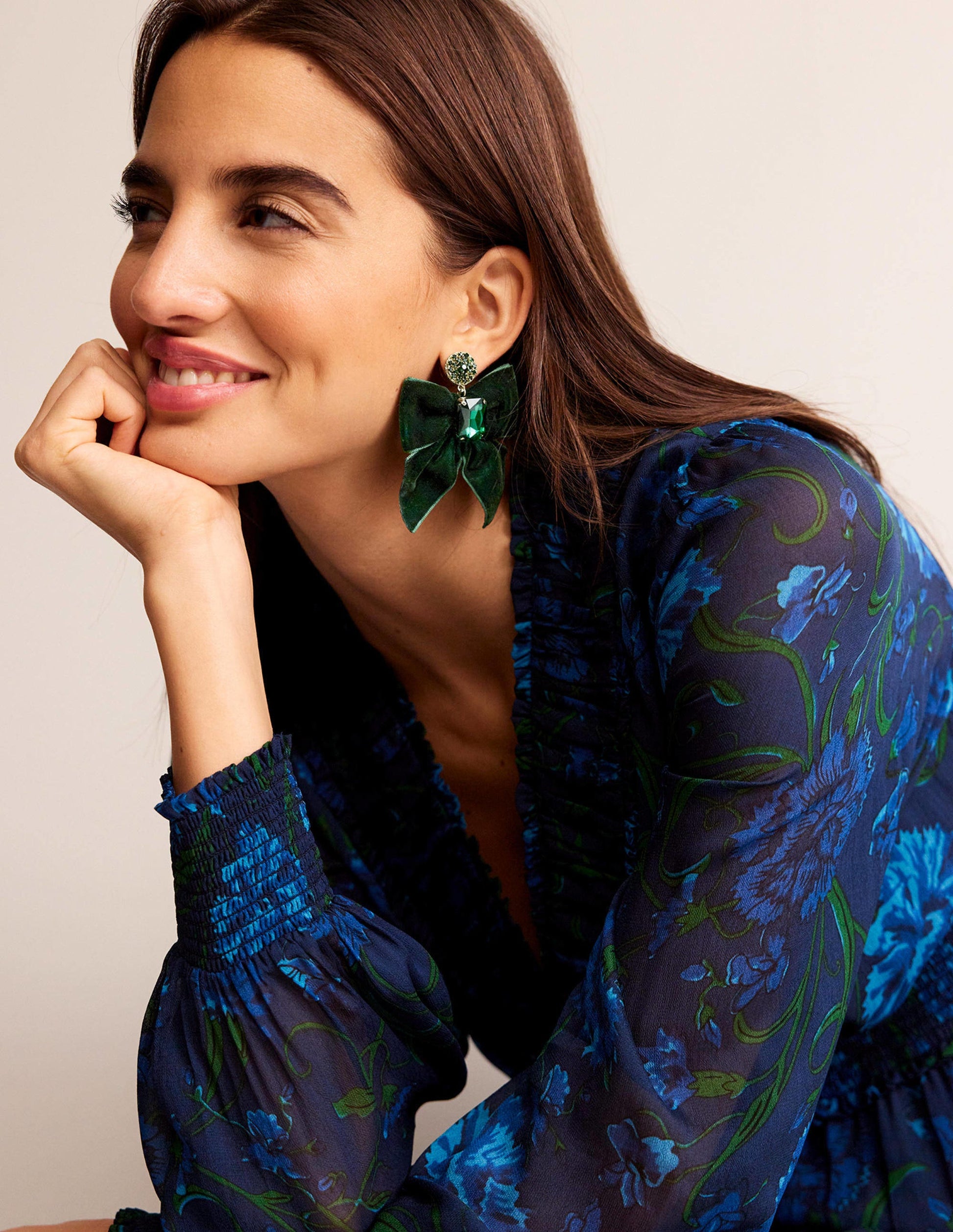 Party Bow Earrings-Chatsworth Green-1