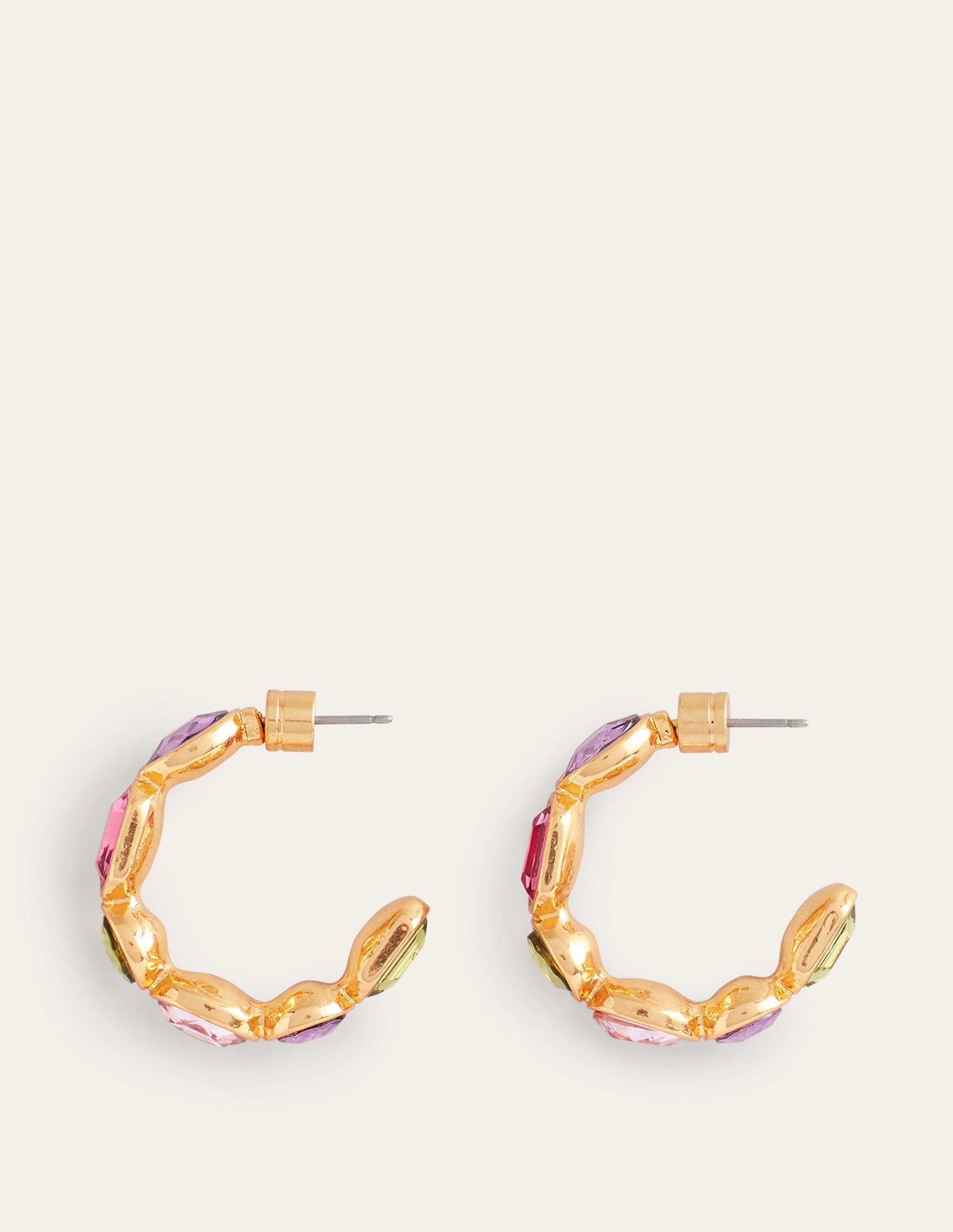 Jewelled Hoop Earrings-Pink Multi-2