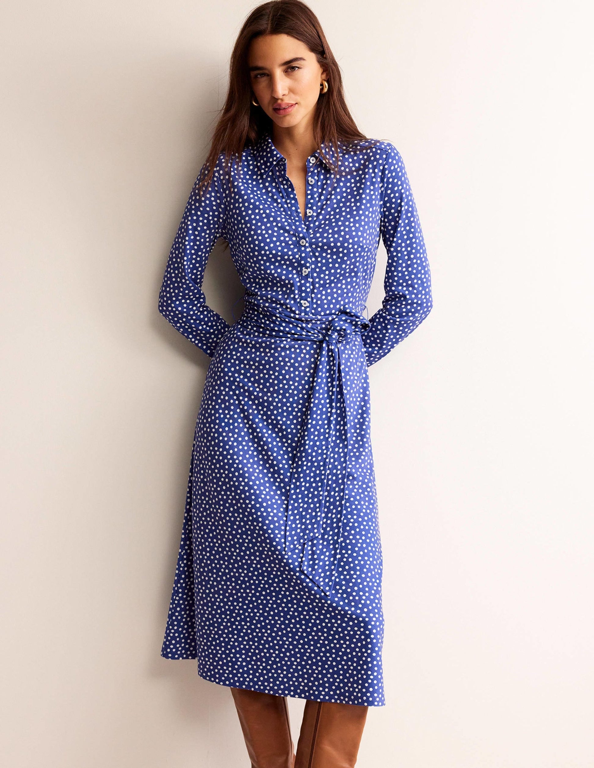 Laura Jersey Midi Shress-Surf The Web, Abstract Dot-4
