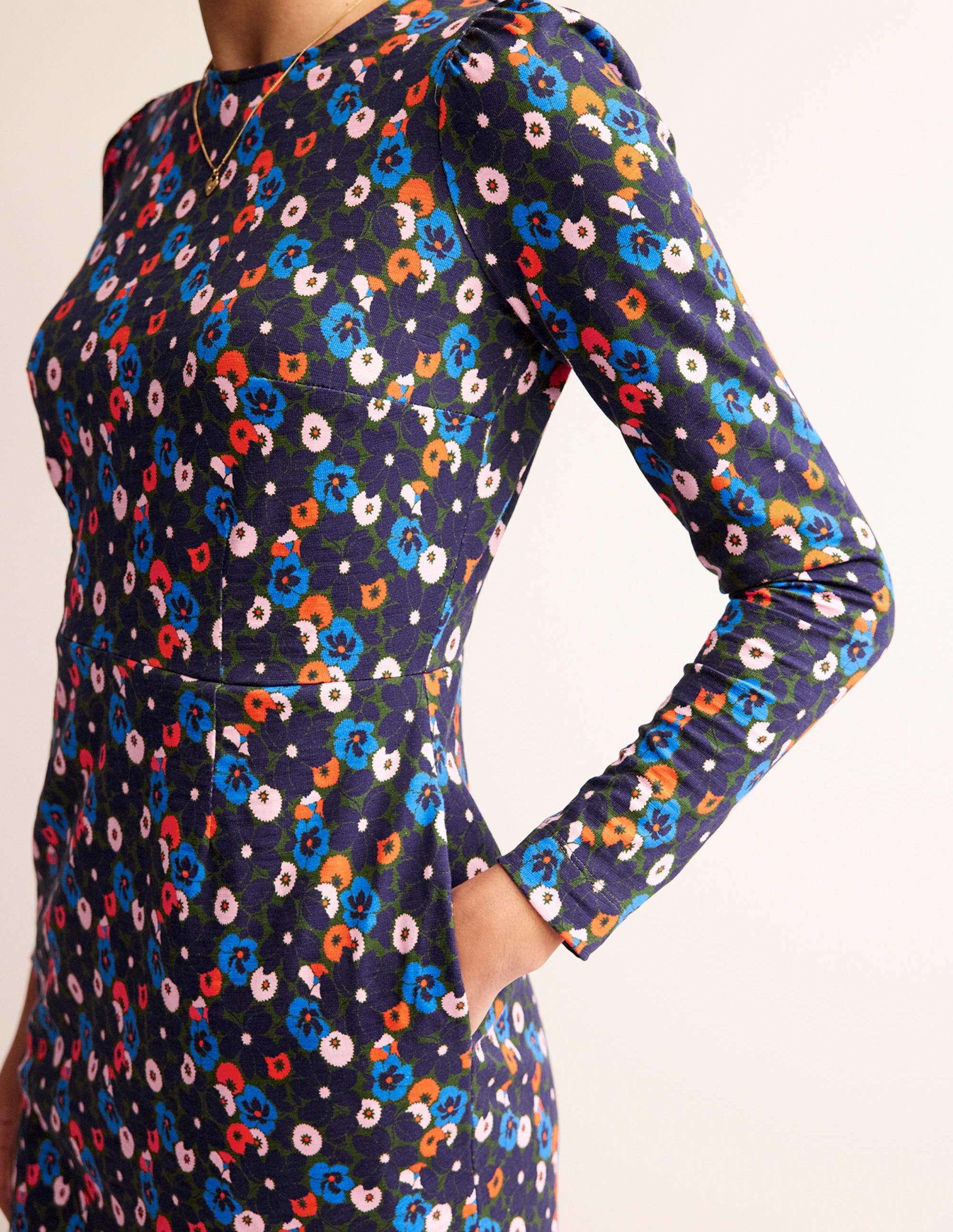 Penelope Jersey Dress-Moss, Bloomsbury Pop - Image 2