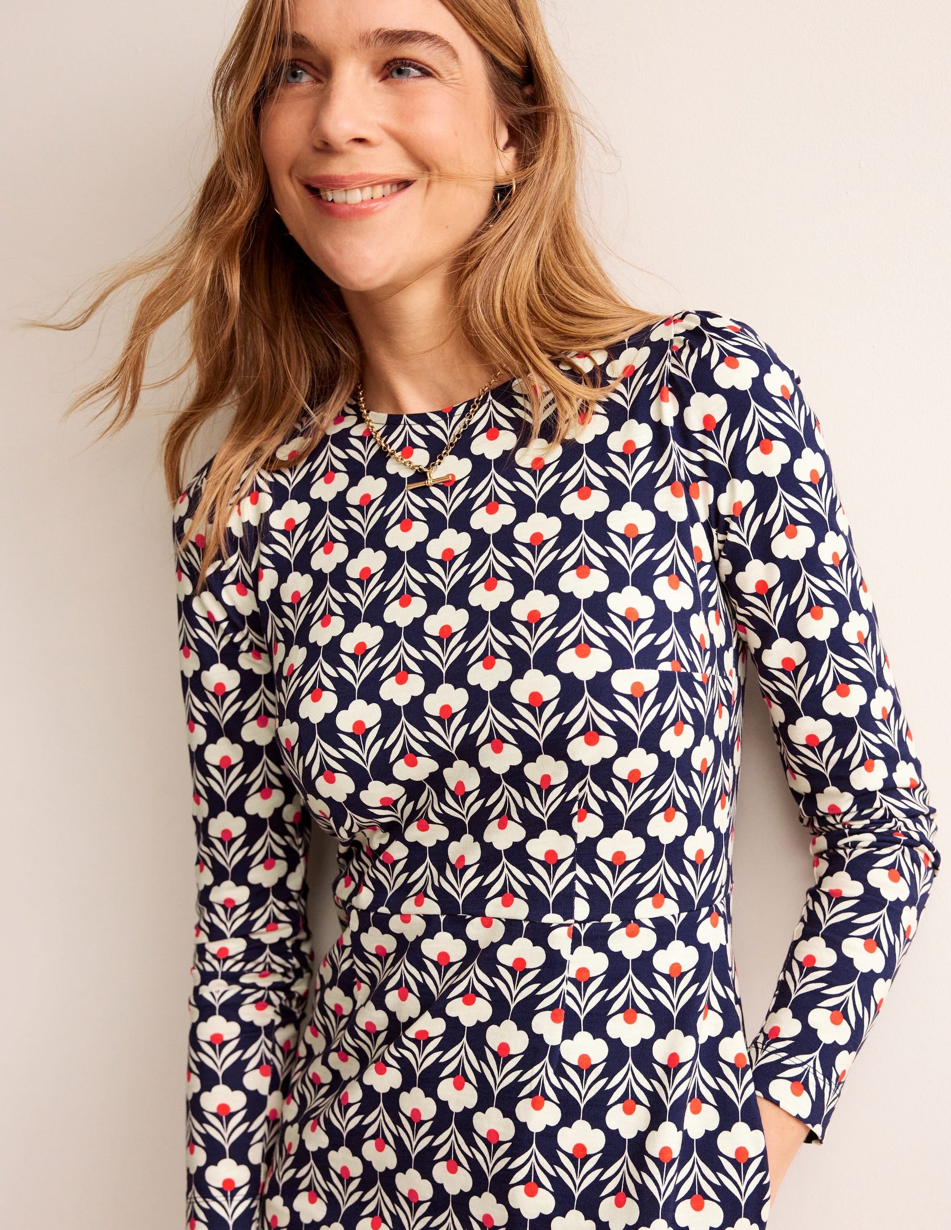 Penelope Jersey Dress-Navy, Petal Head-2