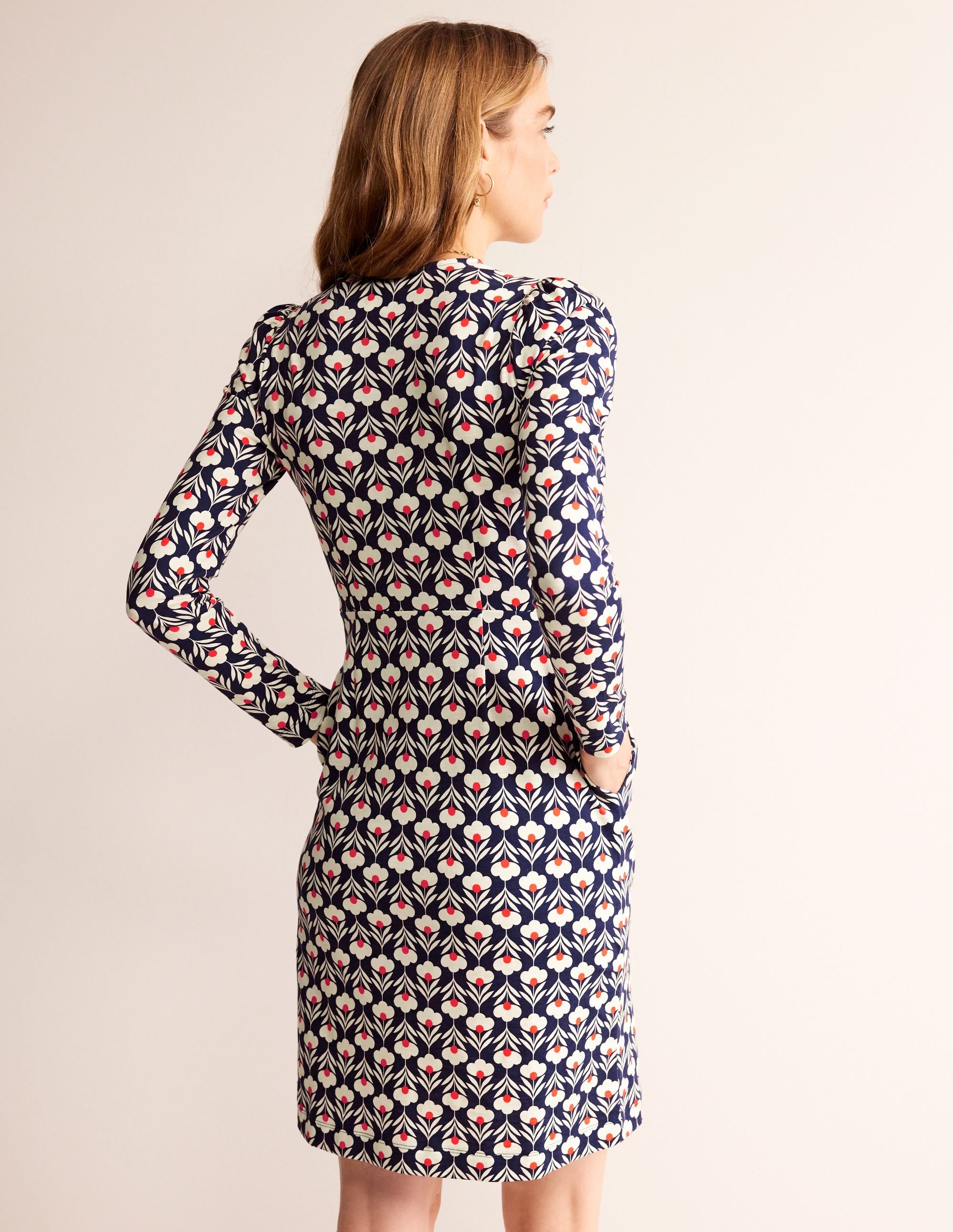 Penelope Jersey Dress-Navy, Petal Head - Image 3