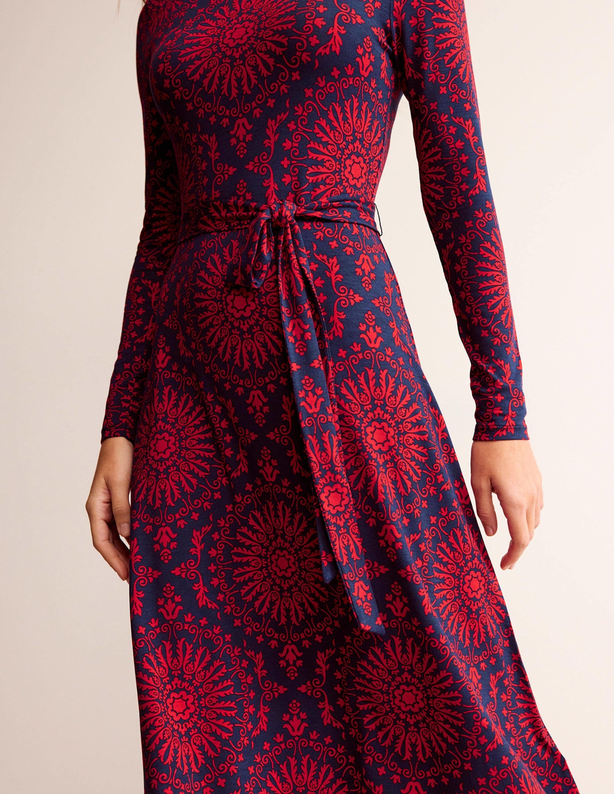 Alberta Jersey Midi Dress-Brilliant Red, Artizian Geo - Image 2