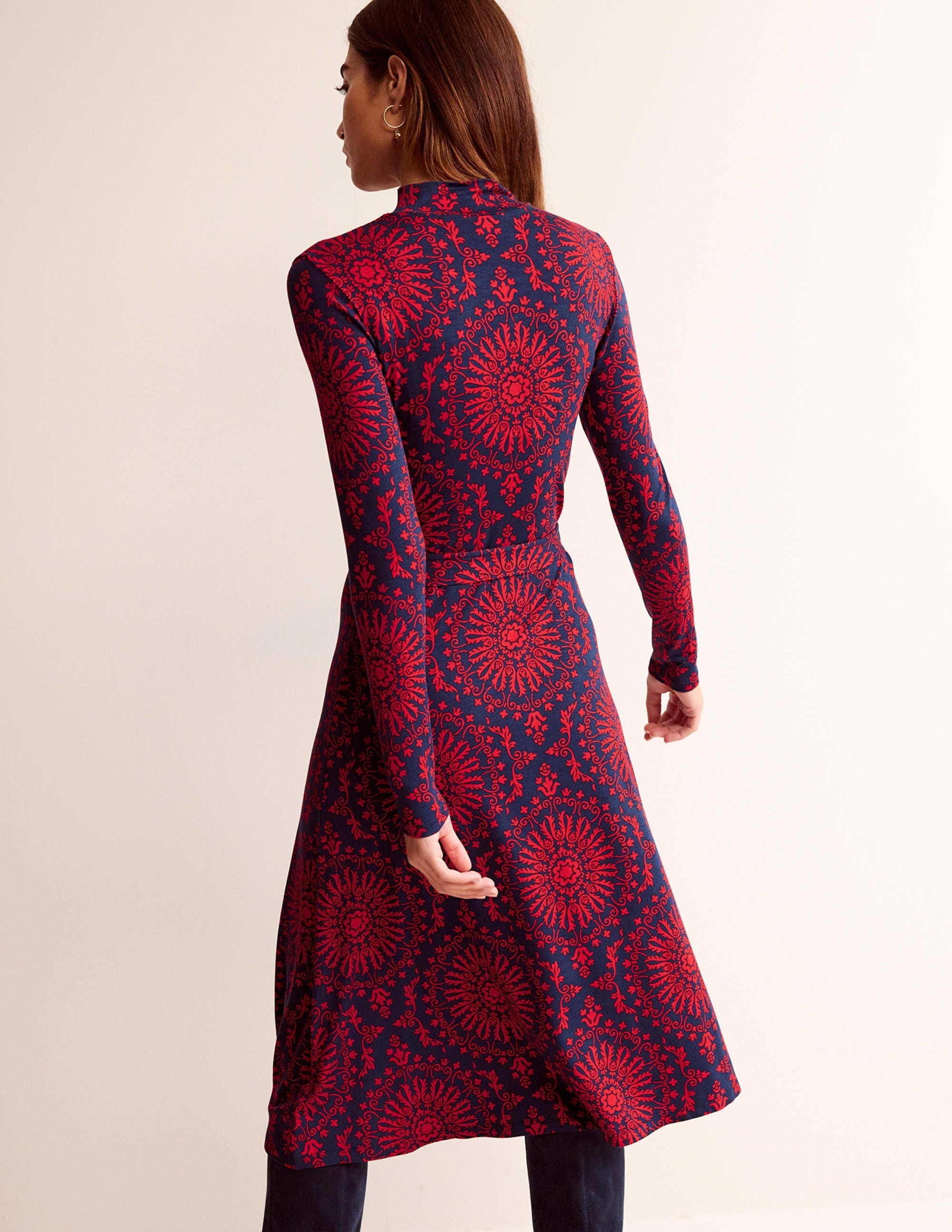 Alberta Jersey Midi Dress-Brilliant Red, Artizian Geo - Image 3