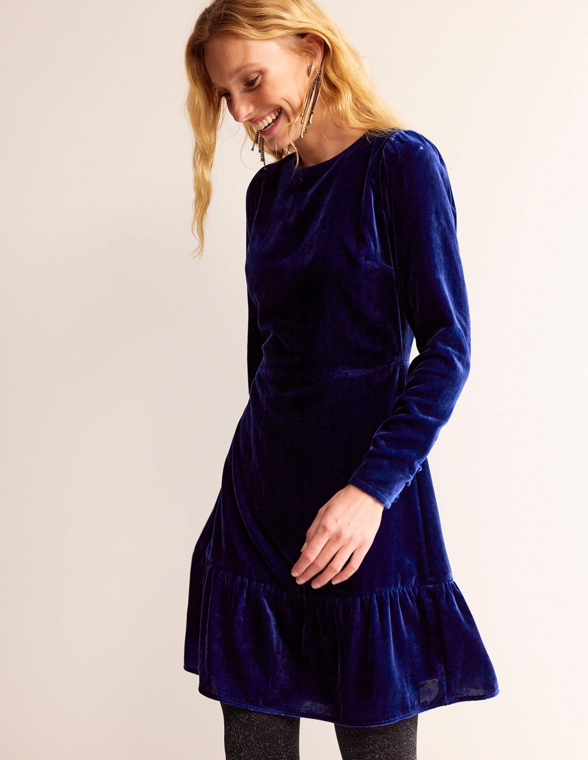 Velvet Short Dress-Sapphire Blue-1
