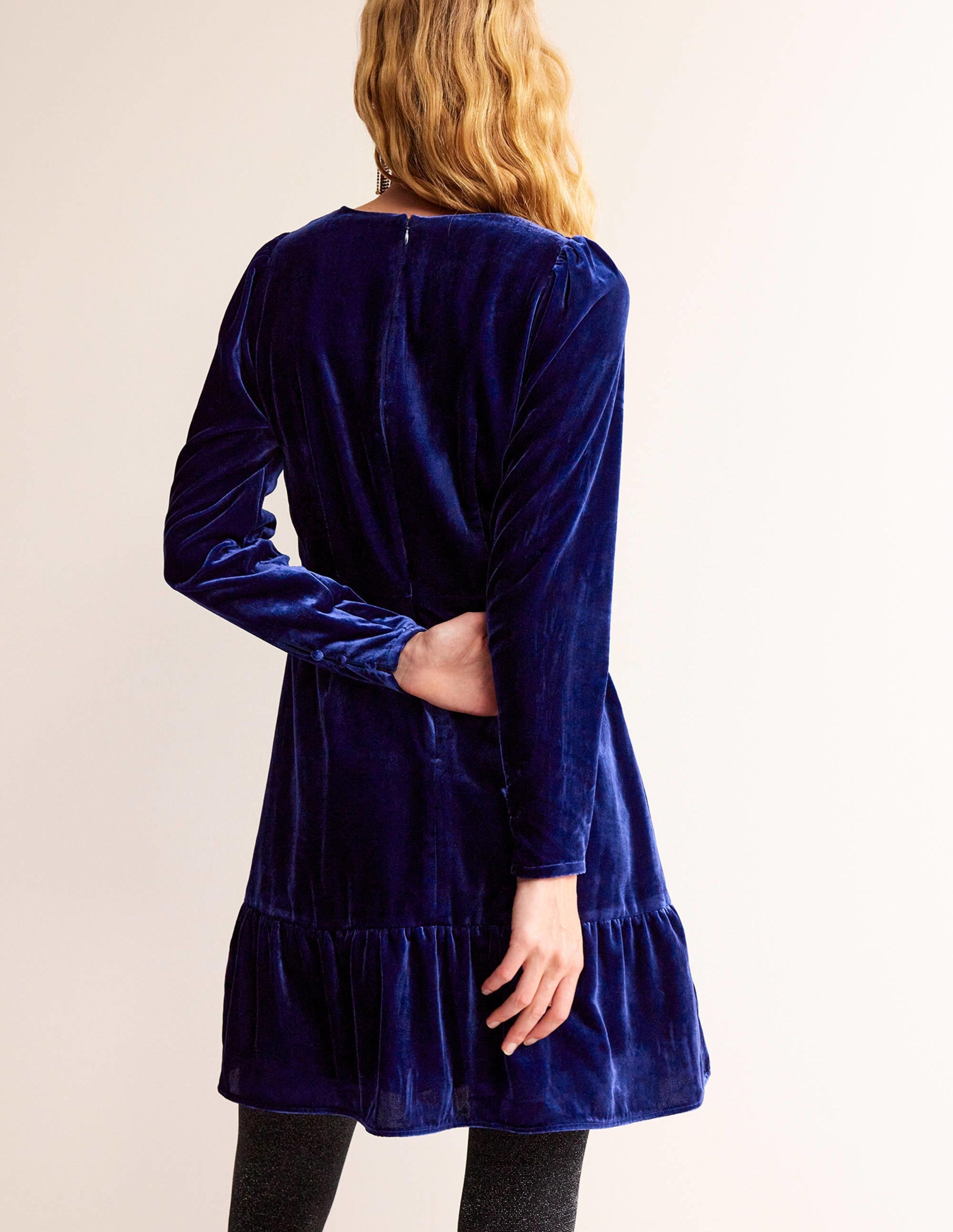 Velvet Short Dress-Sapphire Blue - Image 3