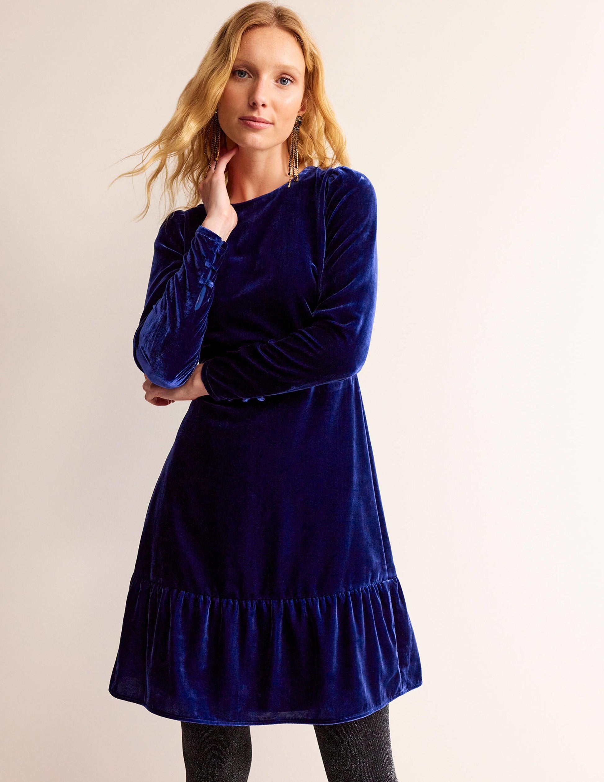 Velvet Short Dress-Sapphire Blue-4
