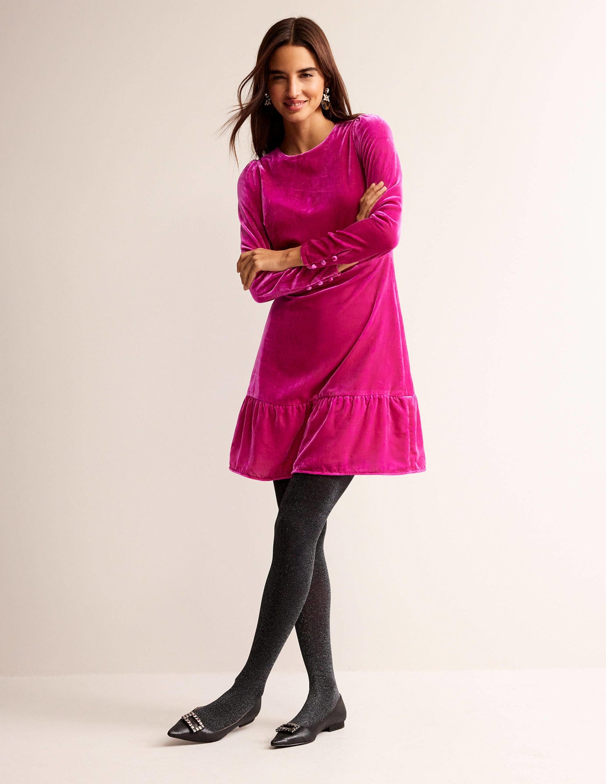 Velvet Short Dress-Vibrant Plum-1