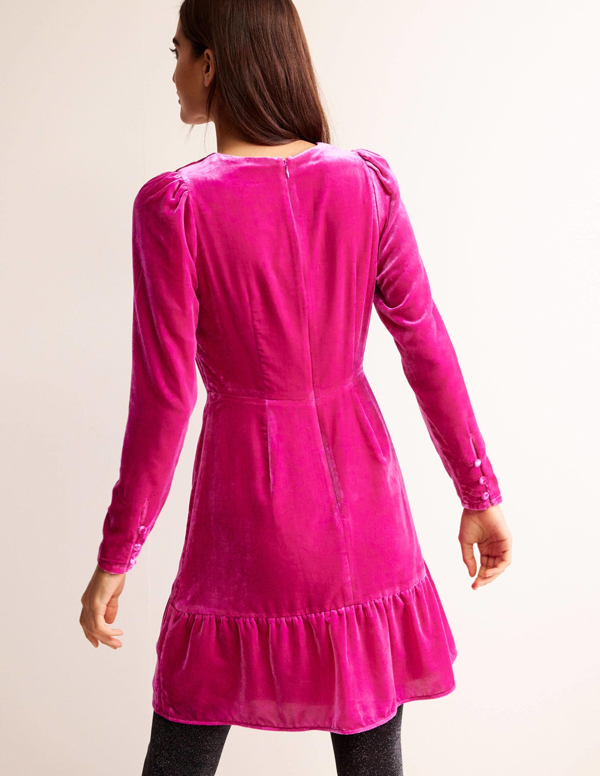 Velvet Short Dress-Vibrant Plum - Image 3