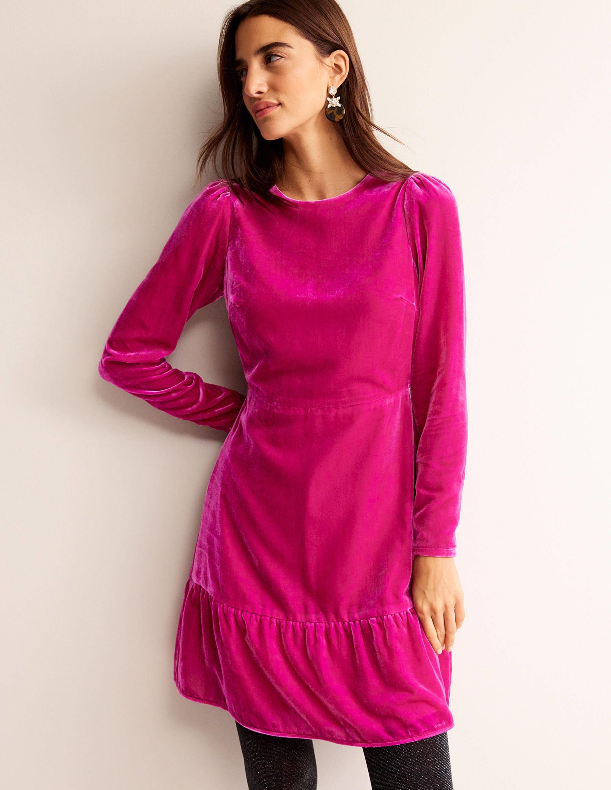 Velvet Short Dress-Vibrant Plum - Image 4