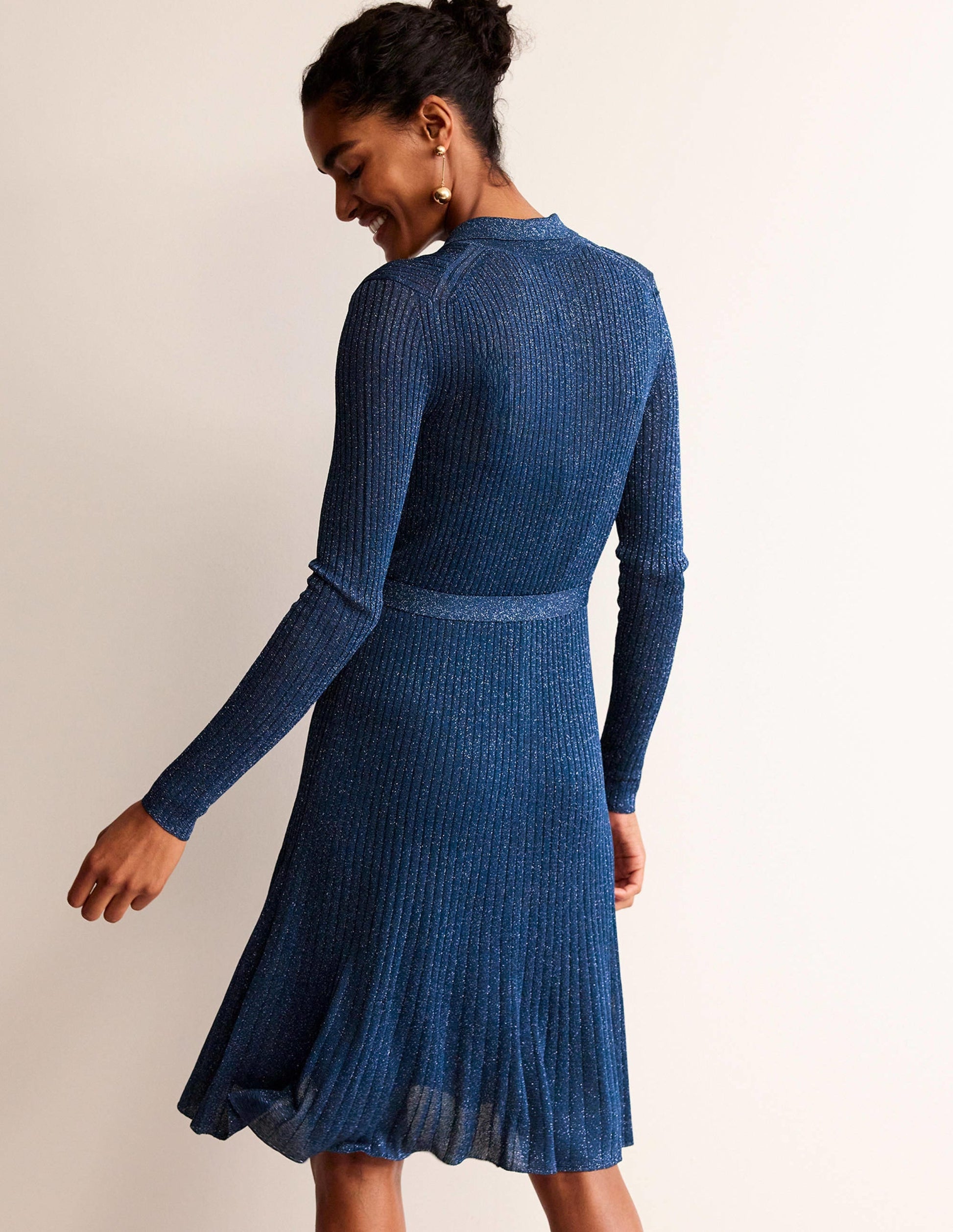 Faye Sparkle Knitted Dress-Atlantic Blue-3