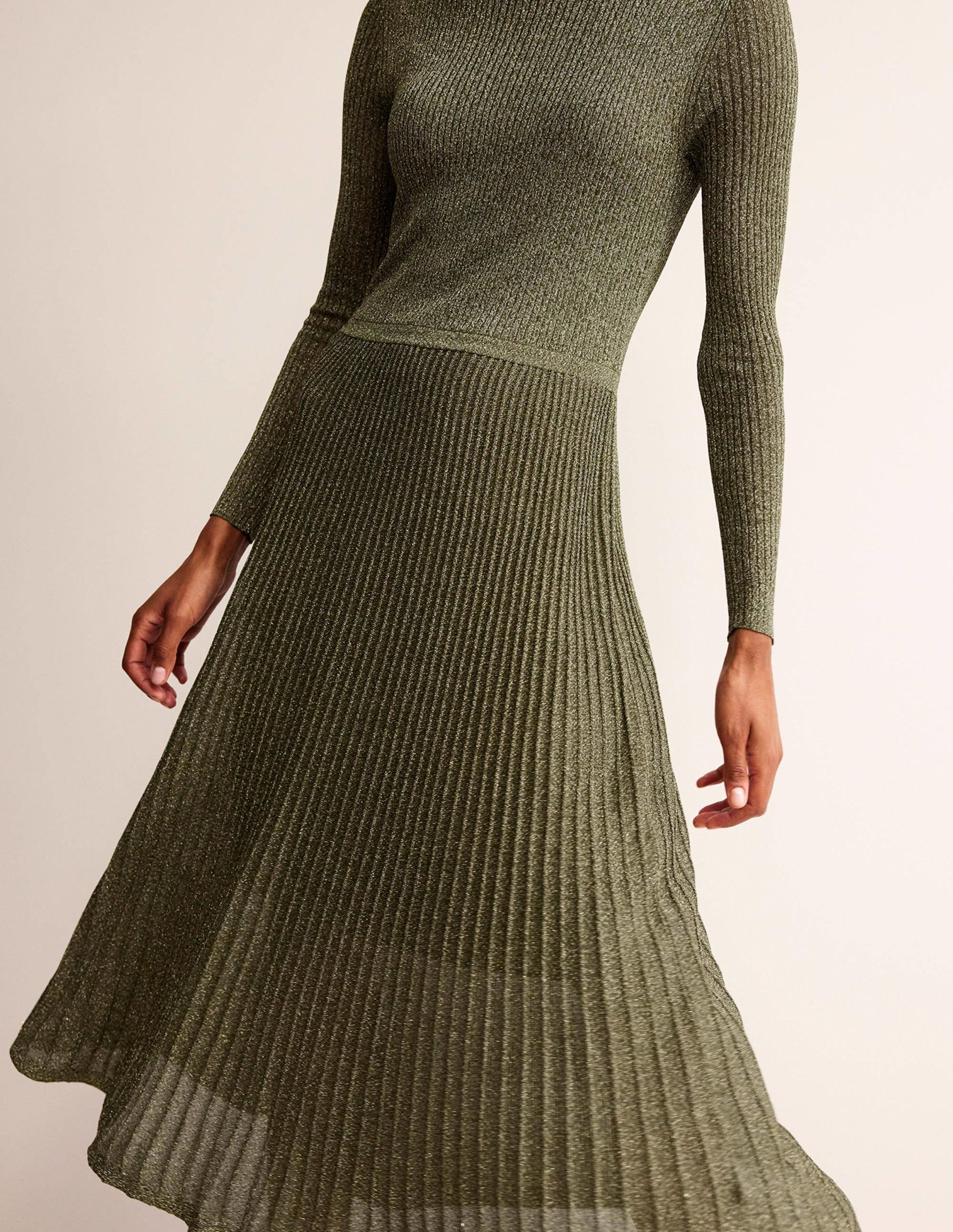 Ribbed Metallic Dress-Gold-3