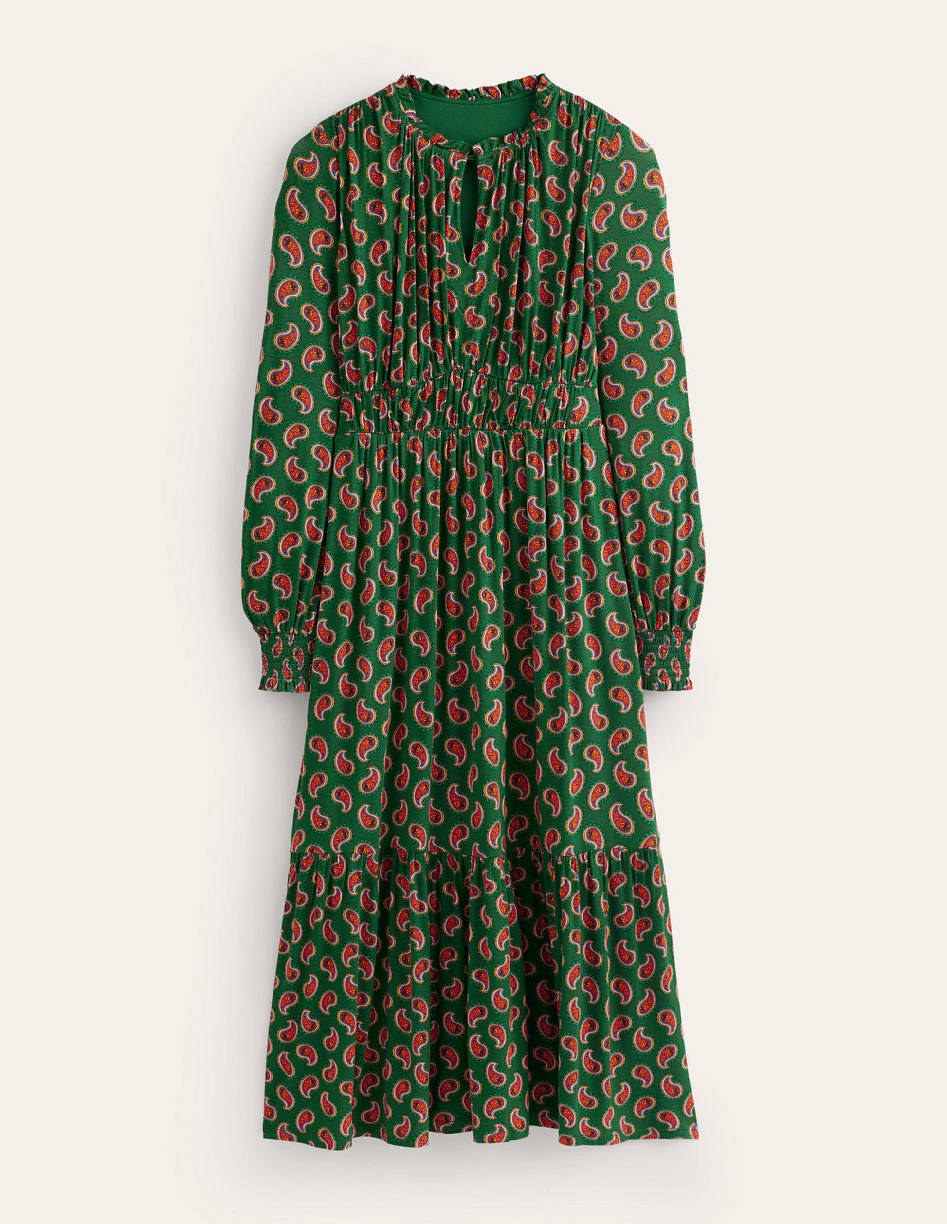 Rosanna Long Sleeve Tea Dress-Amazon Green, Paisley Bunch-5