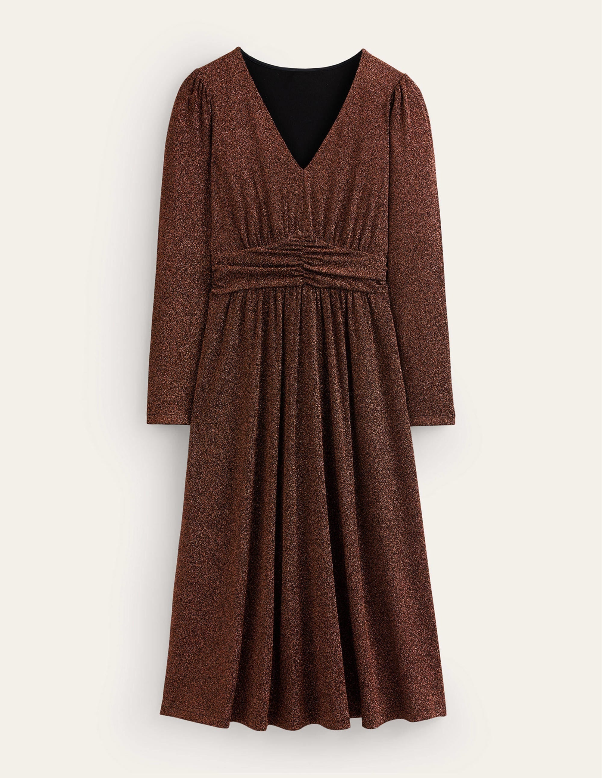 Ruched Waist Sparkle Dress-Copper - Image 5