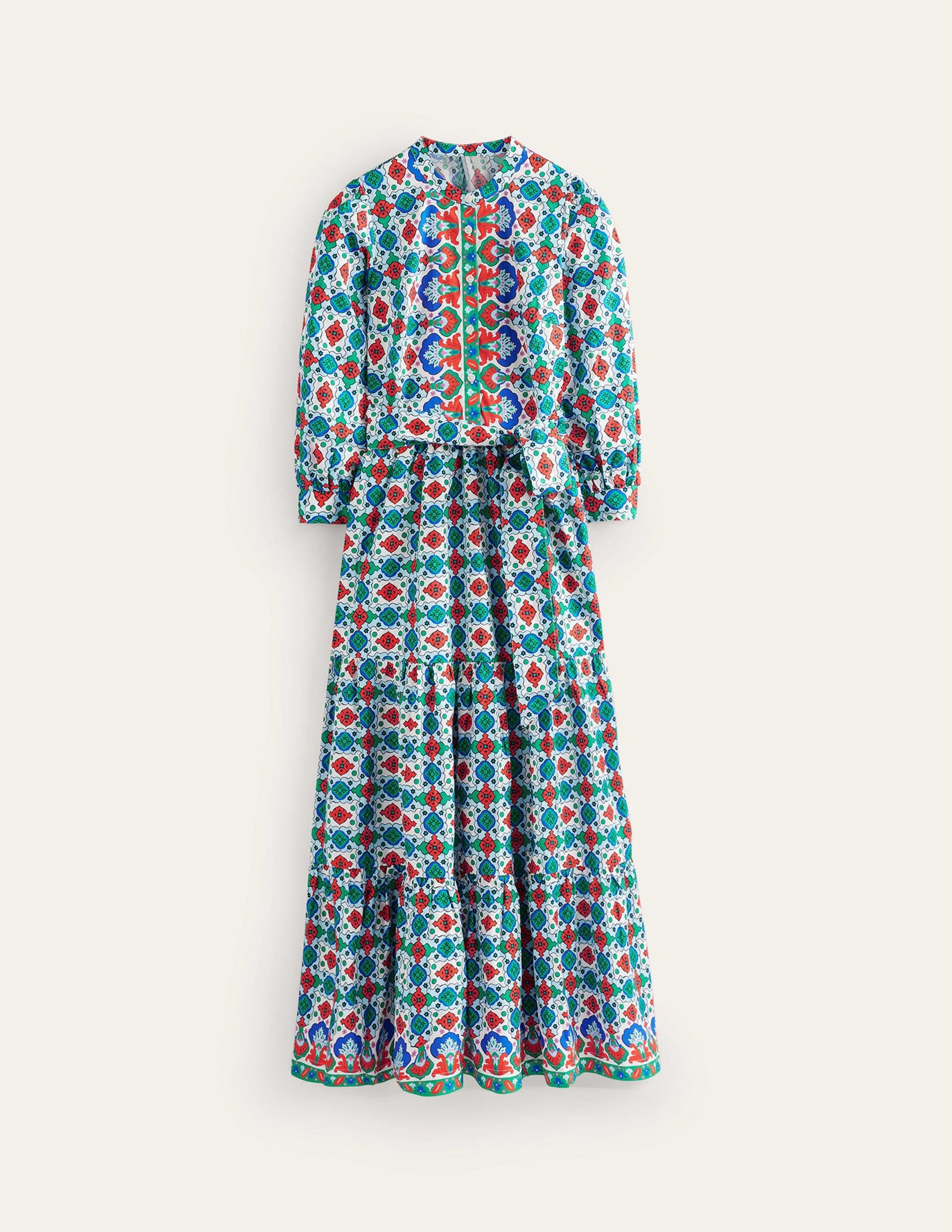 Alba Tiered Cotton Maxi Dress-Multi, Coastal Tile-6