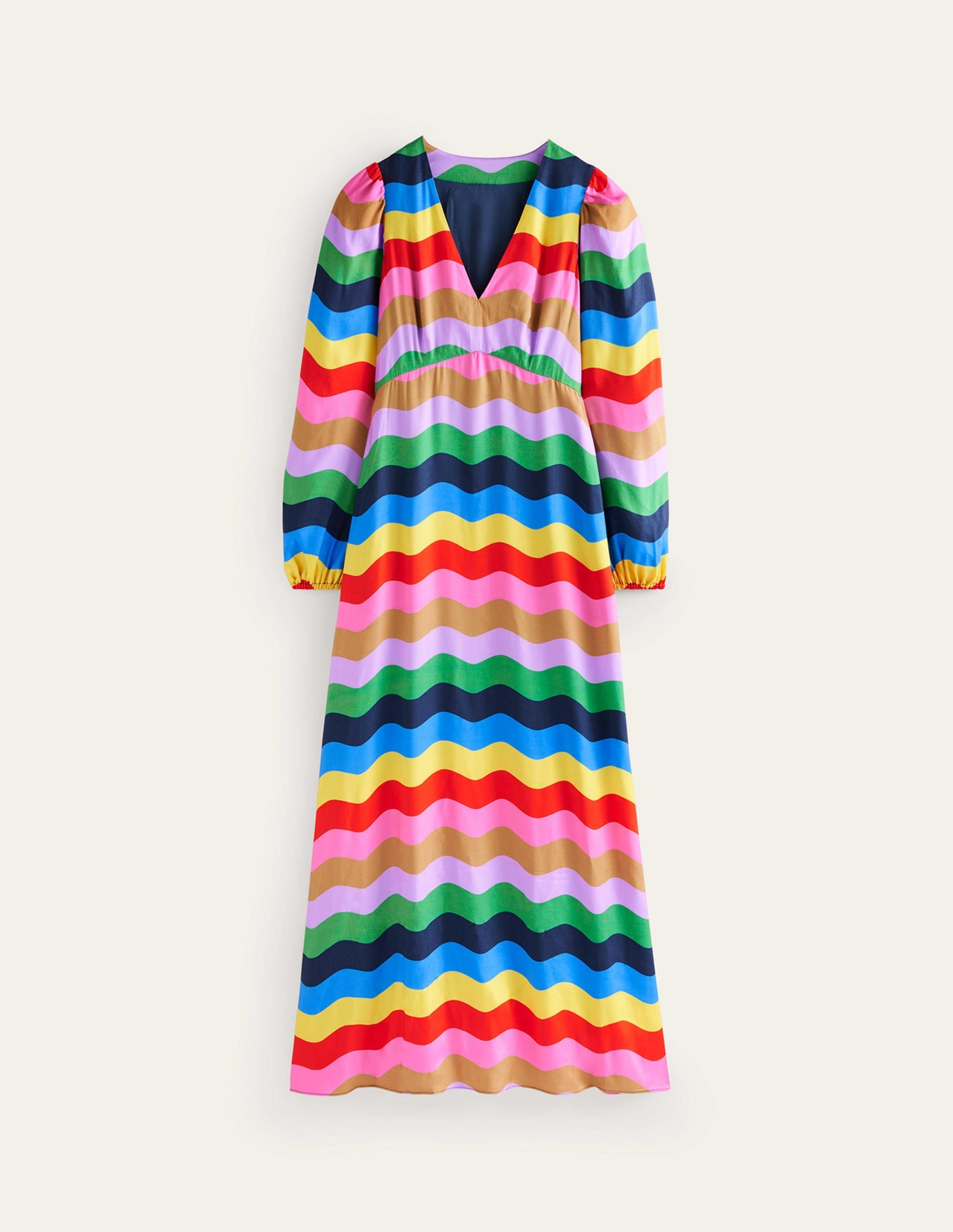 Empire Waist Maxi Tea Dress-Multi, Rainbow Wave - Image 6