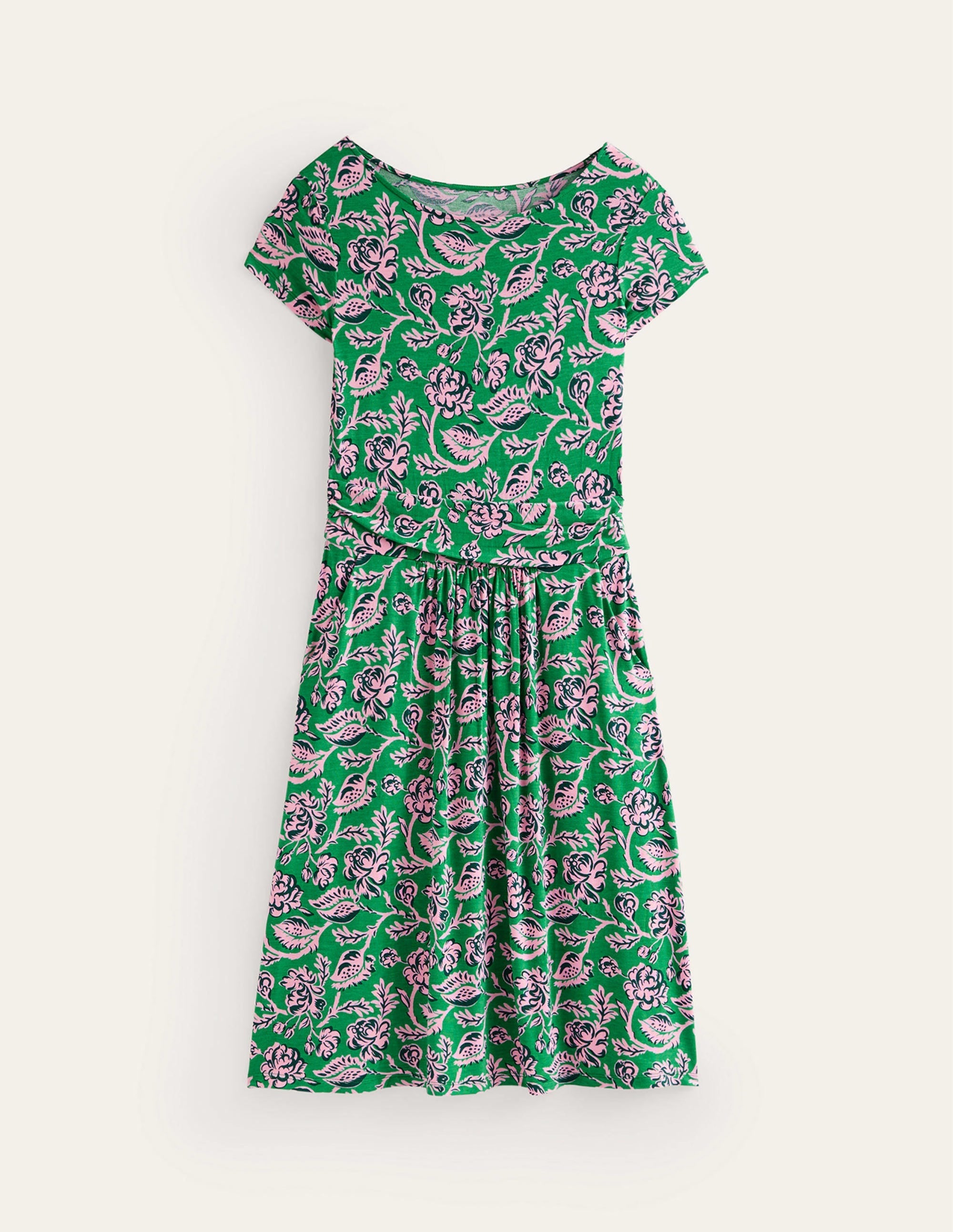 Amelie Jersey Dress-Green Tambourine, Rose Blush - Image 6