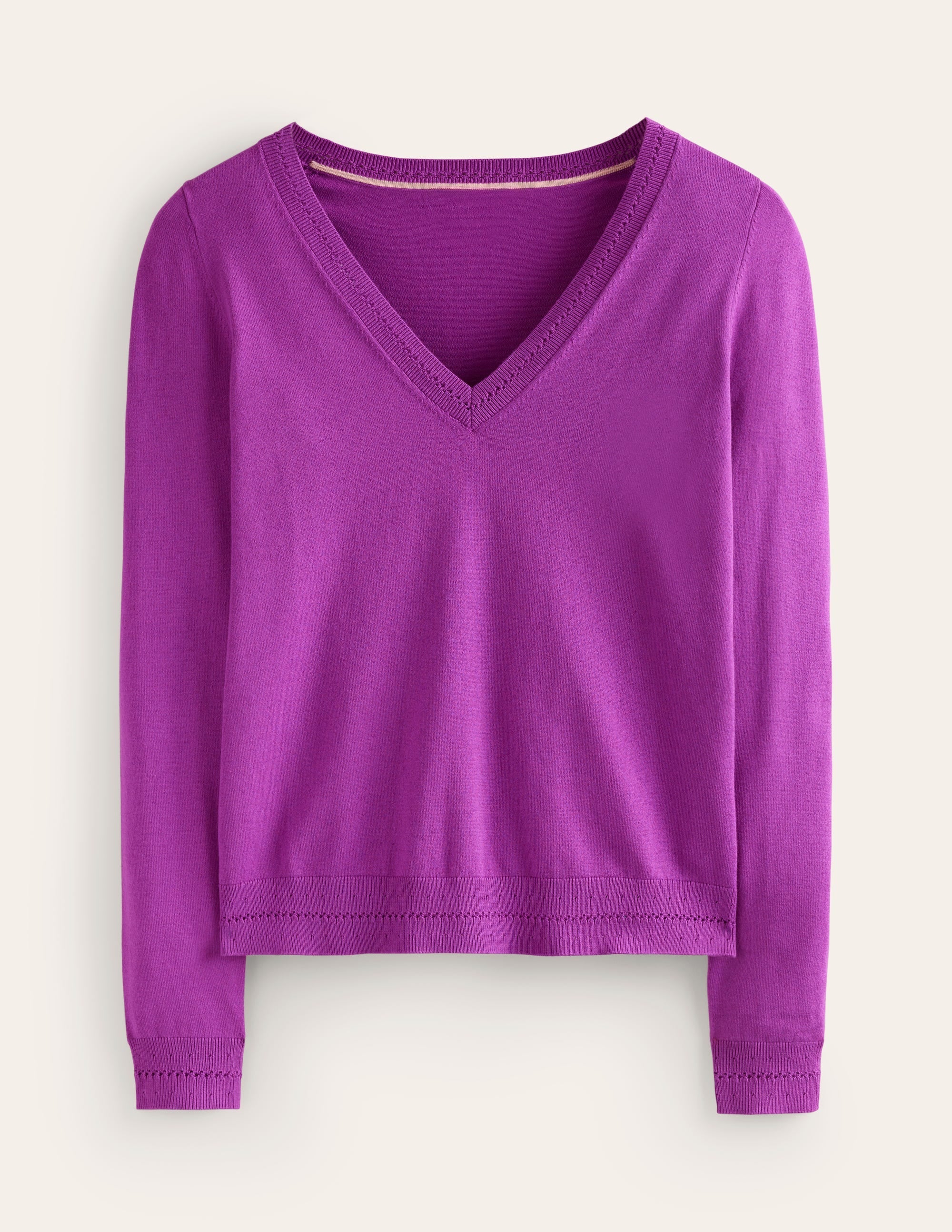 Catriona Cotton V-Neck Jumper-Jewel Purple - Image 6