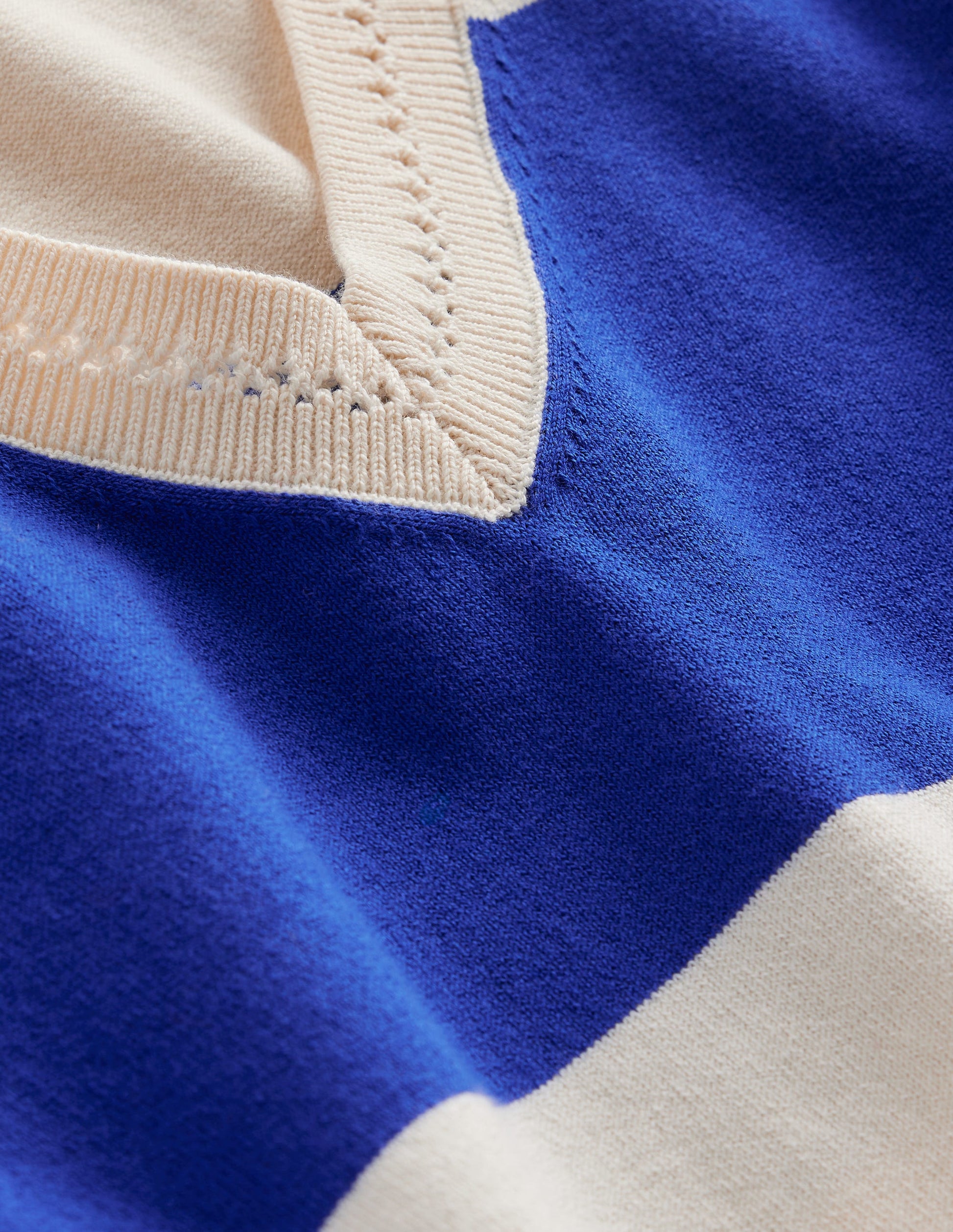 Catriona Cotton V-Neck Jumper-Bright Blue Stripe-8