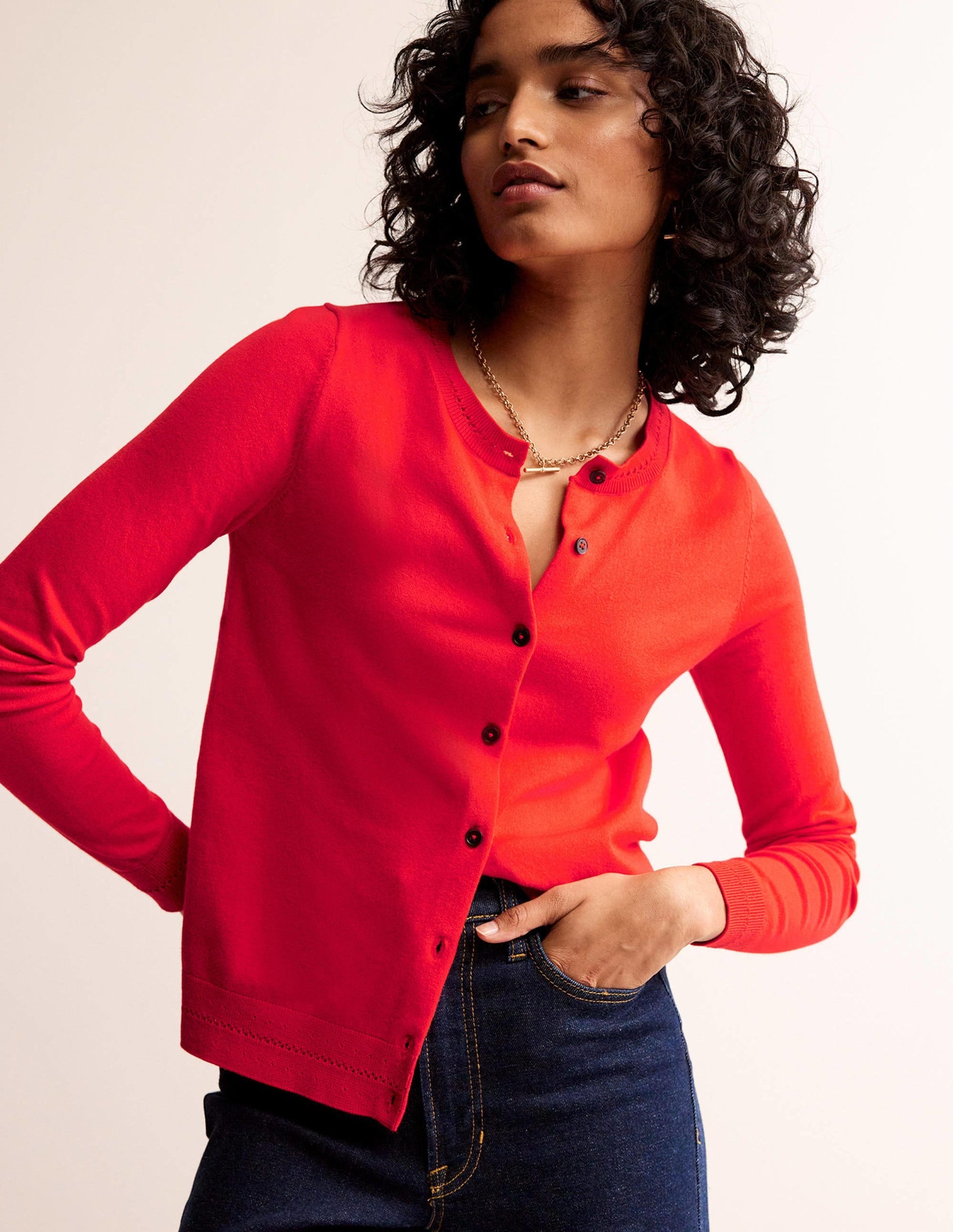 Catriona Cotton Cardigan-Flamenco Red-1