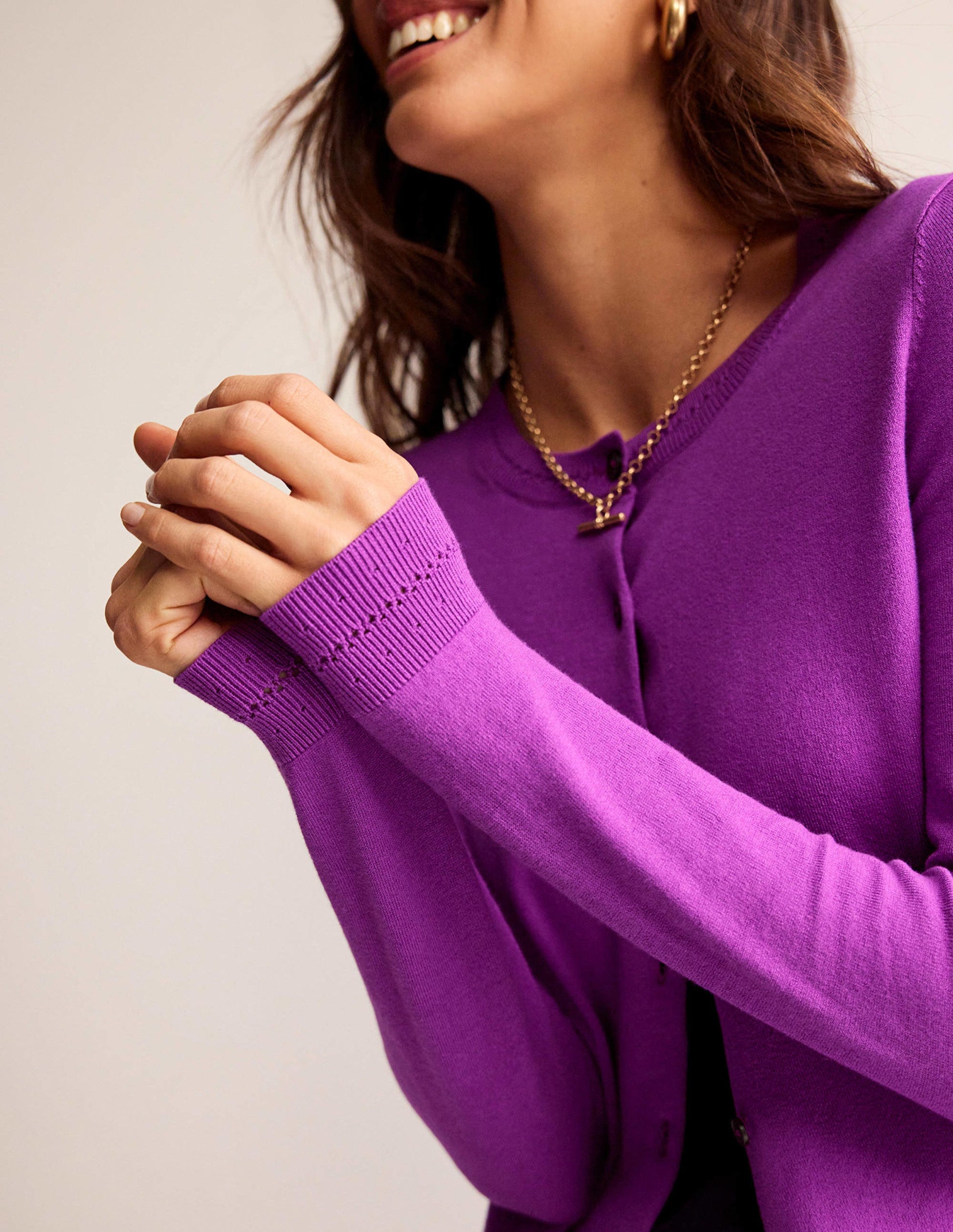 Catriona Cotton Cardigan-Jewel Purple-2