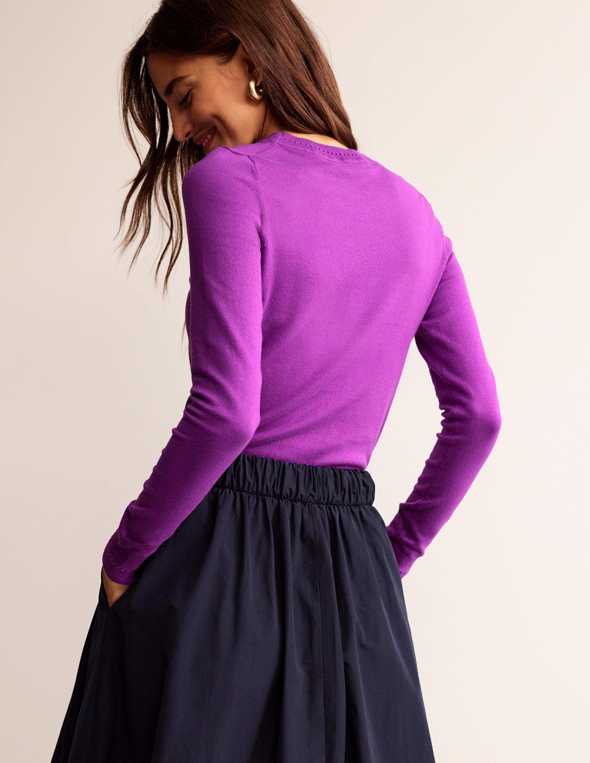 Catriona Cotton Crew Jumper-Jewel Purple - Image 3