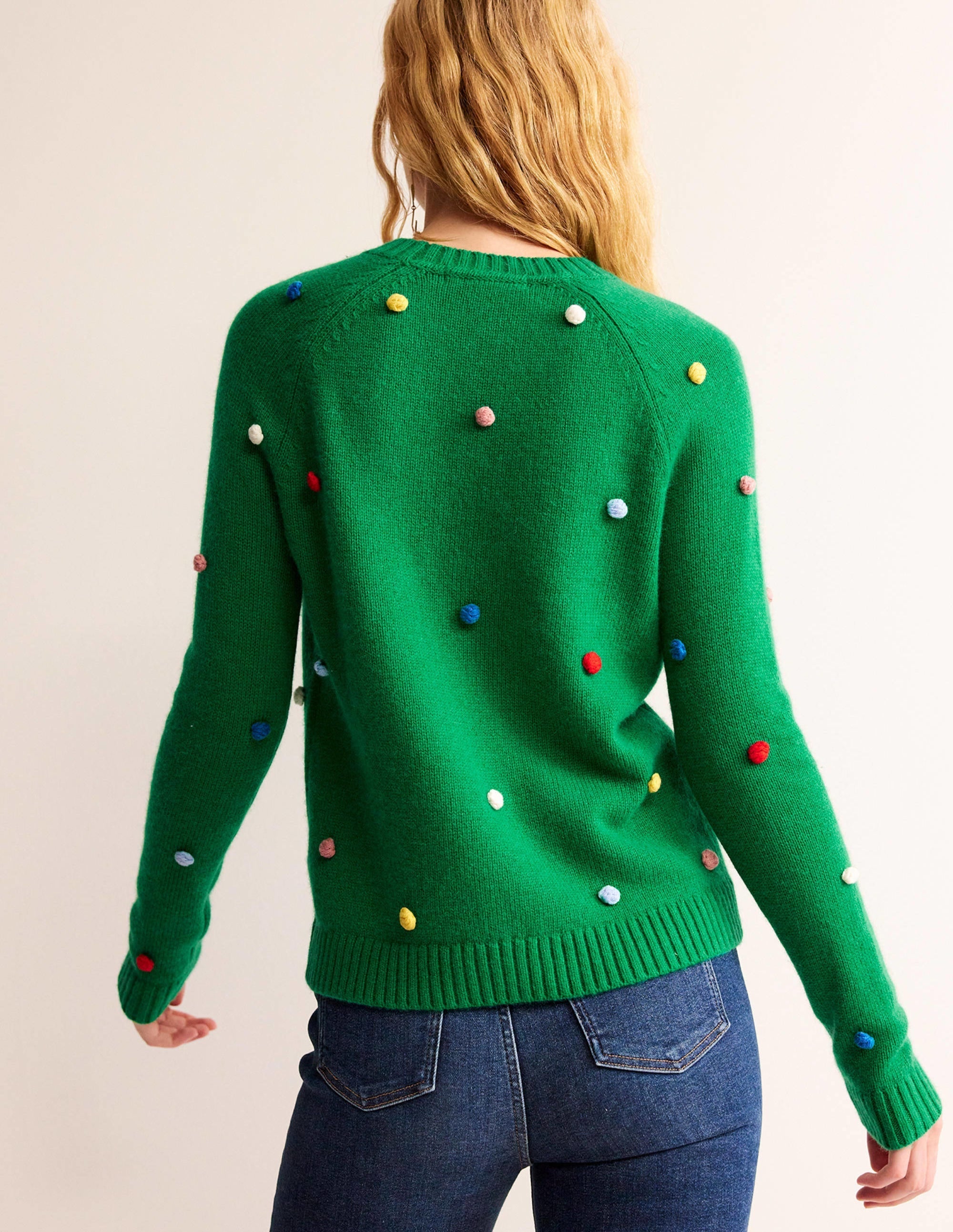 Christmas Pompom Jumper-Veridian Green - Image 3