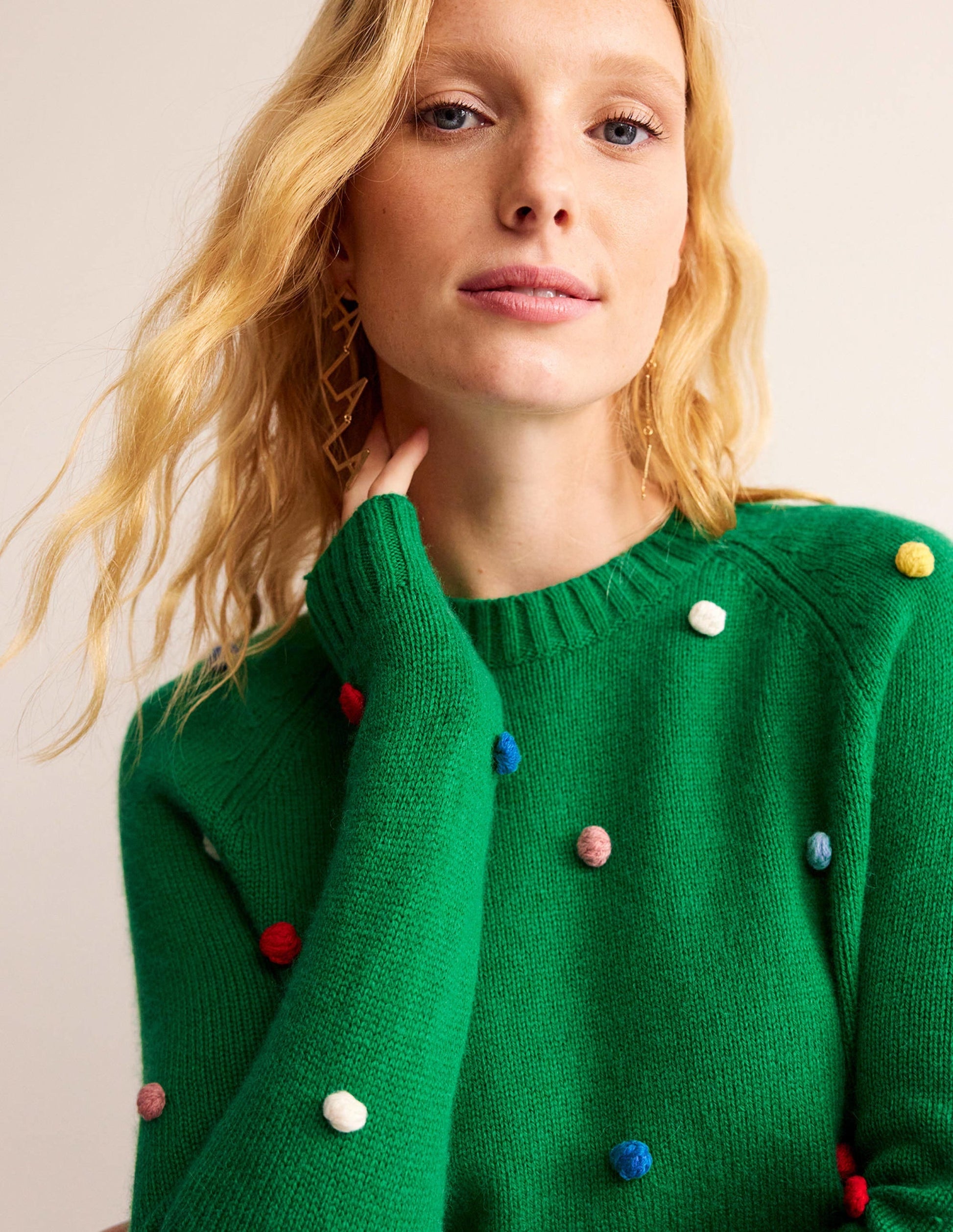 Christmas Pompom Jumper-Veridian Green-4