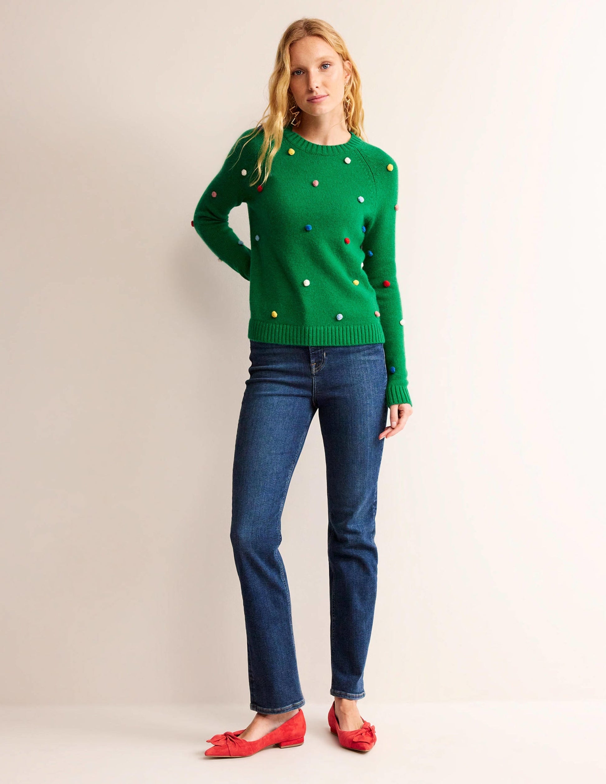Christmas Pompom Jumper-Veridian Green-5