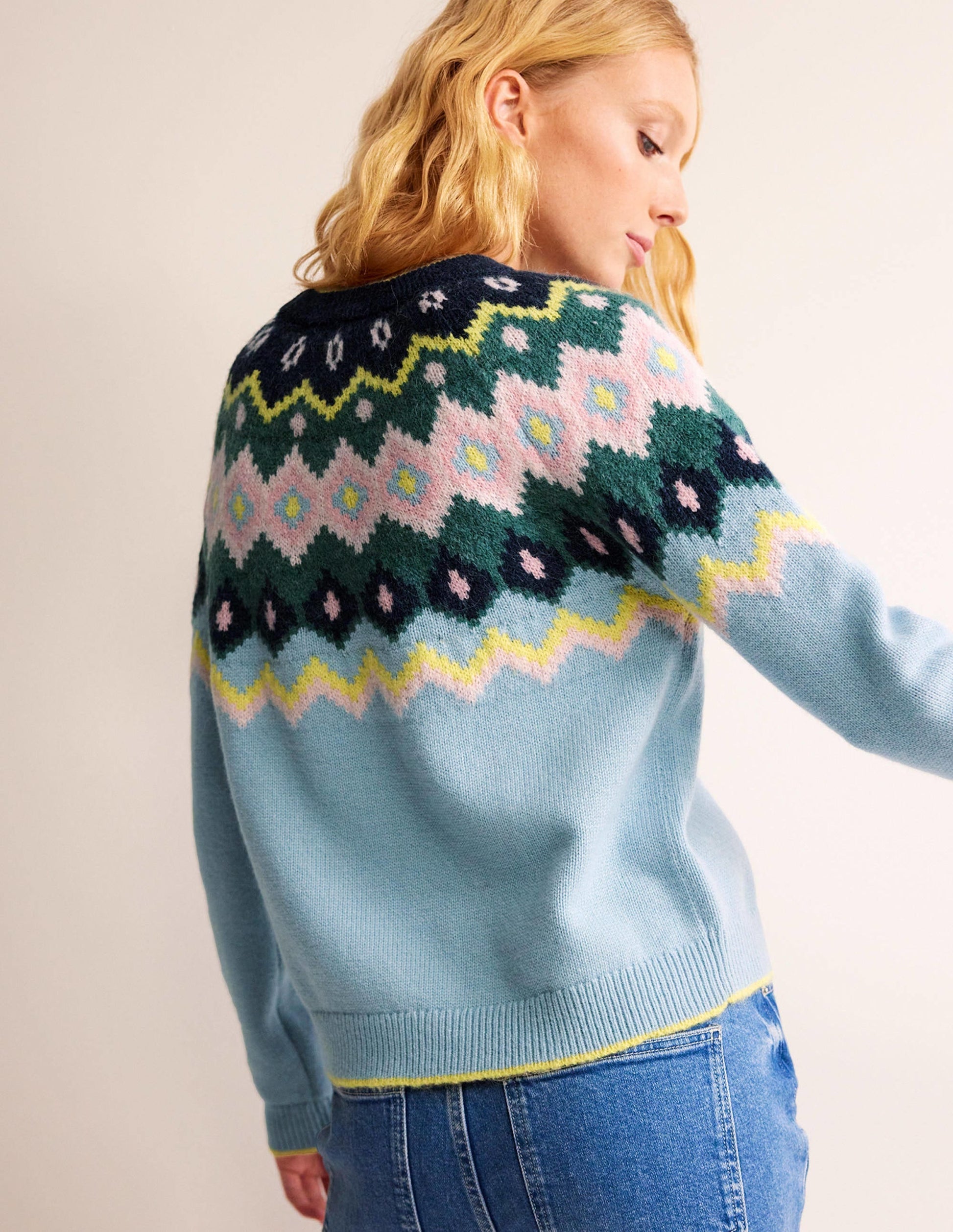 Hettie Fluffy Fair Isle Jumper-Green Smoke Fair Isle-3