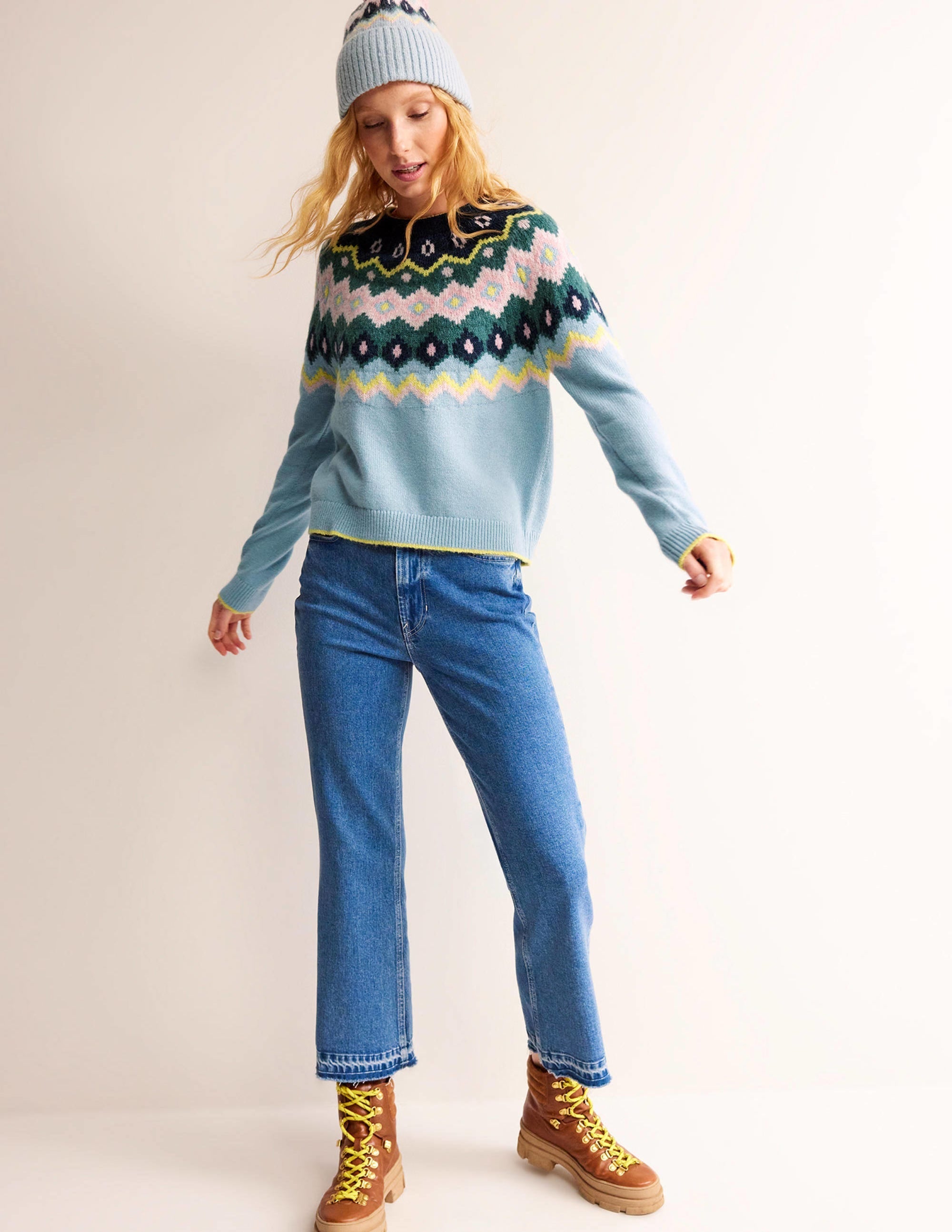 Hettie Fluffy Fair Isle Jumper-Green Smoke Fair Isle - Image 4