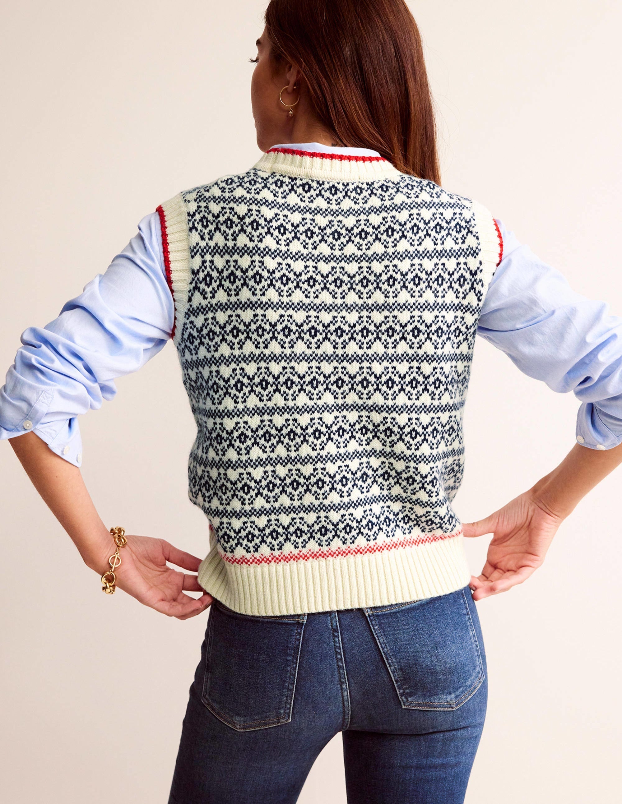 Eleanor Fair Isle Tank-Warm Ivory - Image 3