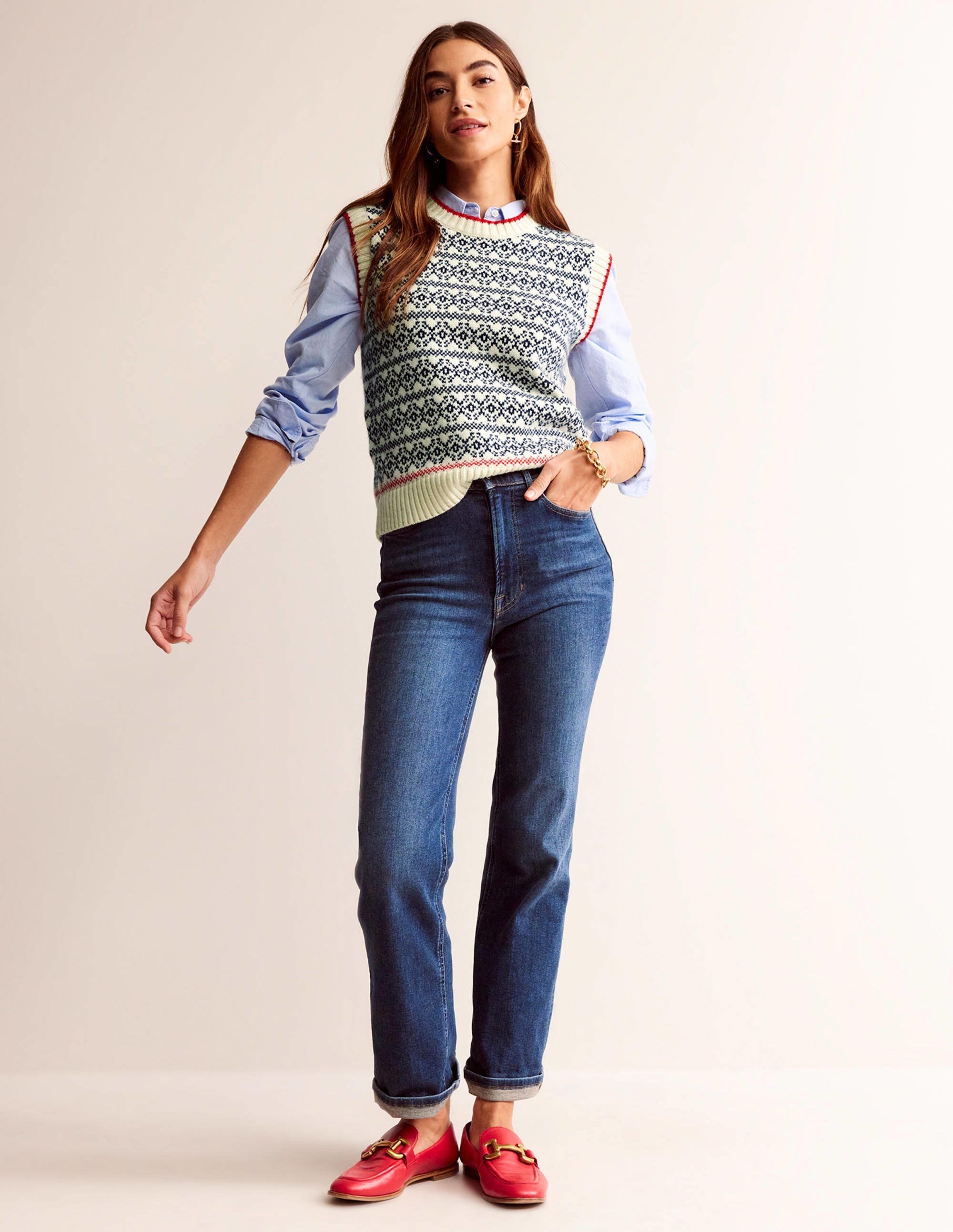 Eleanor Fair Isle Tank-Warm Ivory - Image 4
