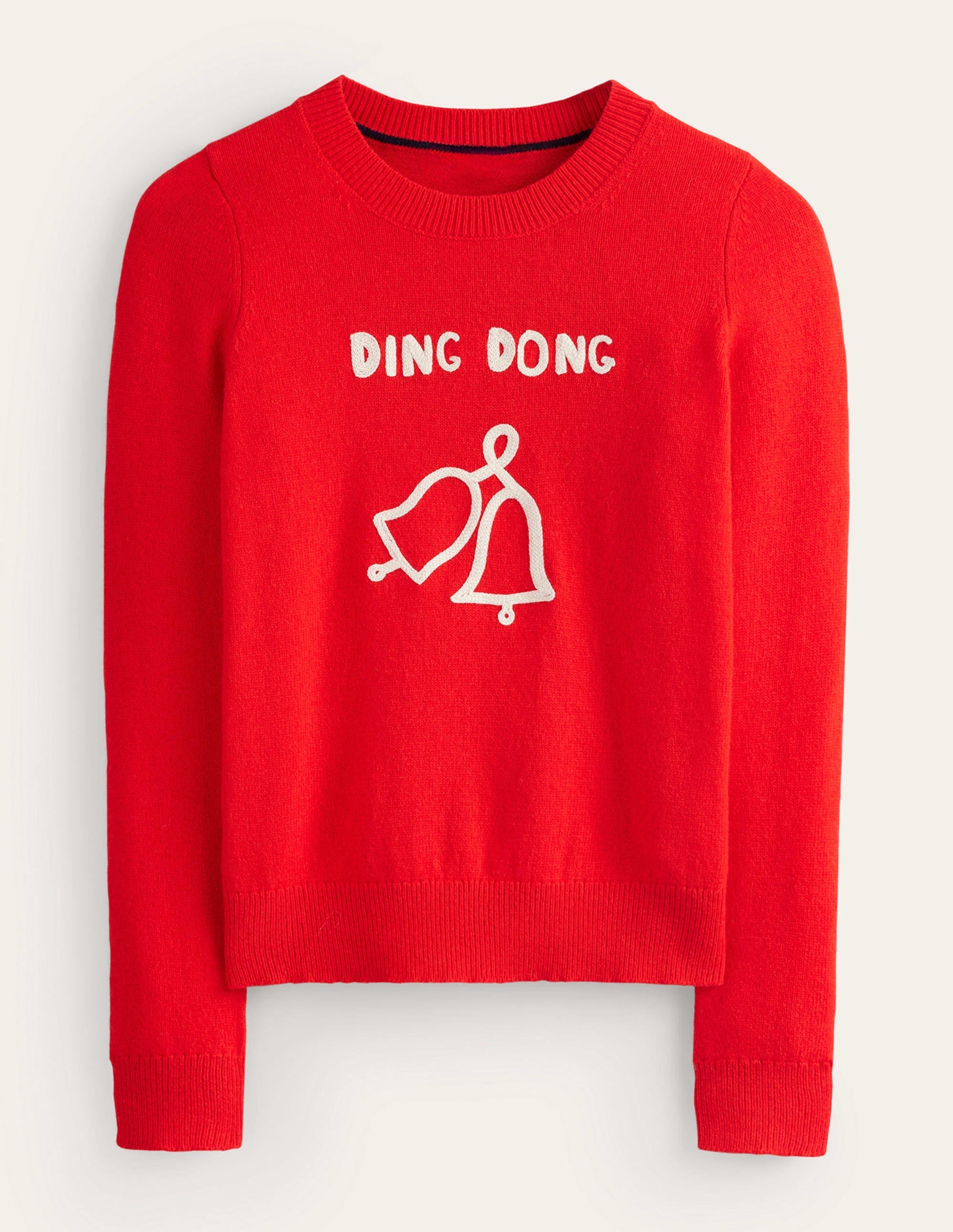 Festive Embroidered Jumper-Brilliant Red, Ding Dong - Image 5