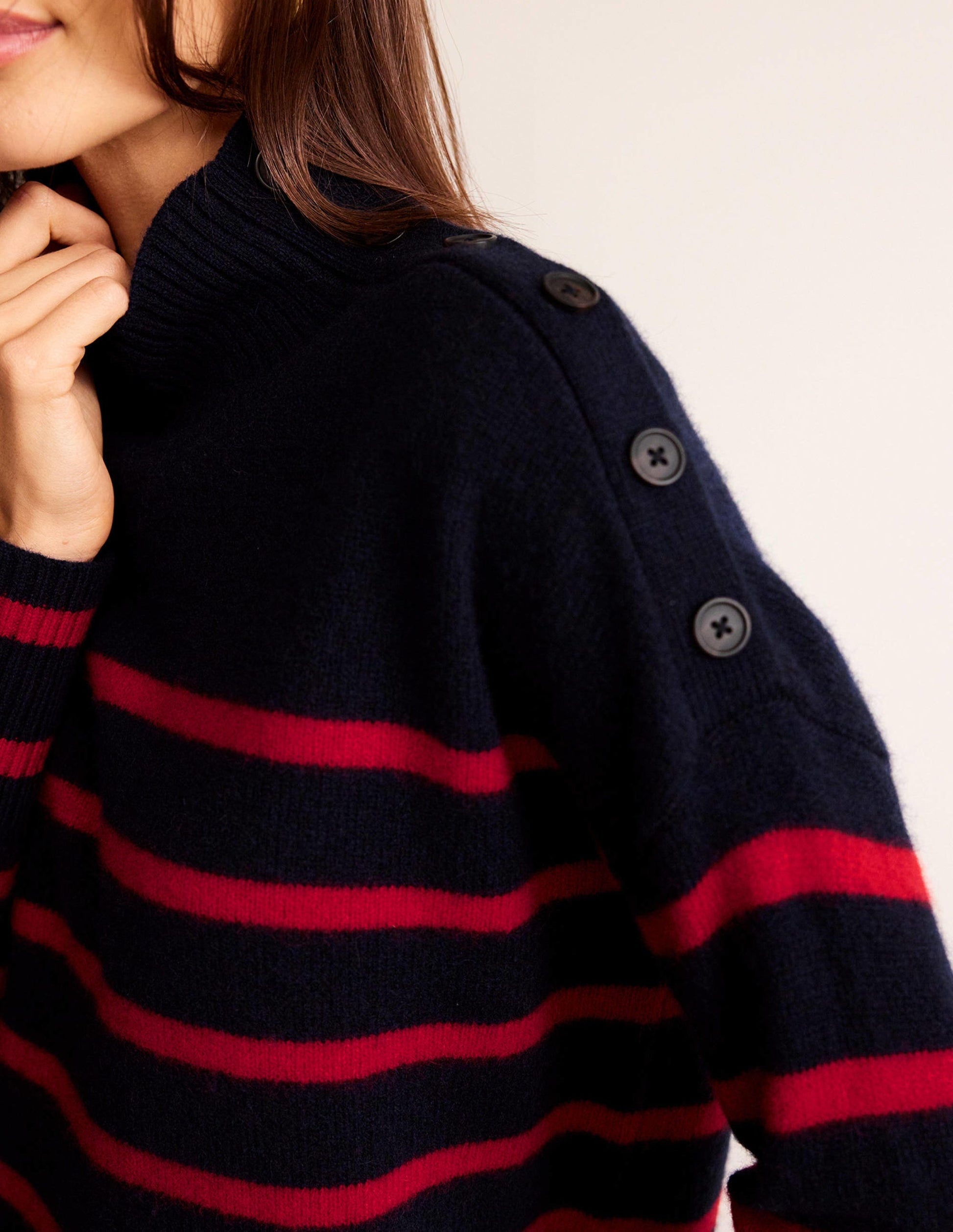 Evelyn Oversized Wool Jumper-Navy Peony, Post Box Red-3