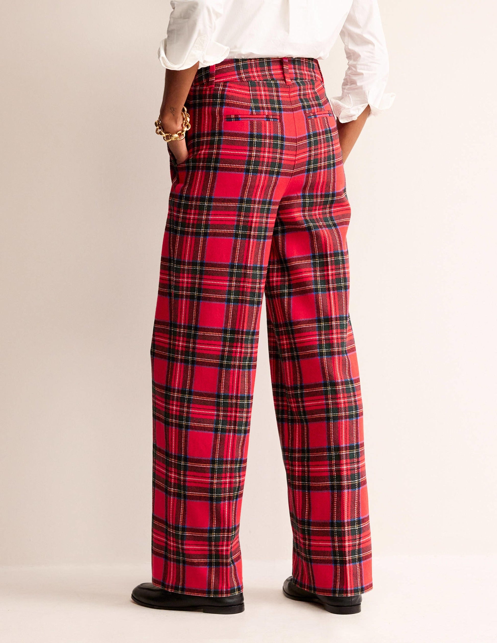 Westbourne Wool Blend Trousers-Red Tartan Check-3