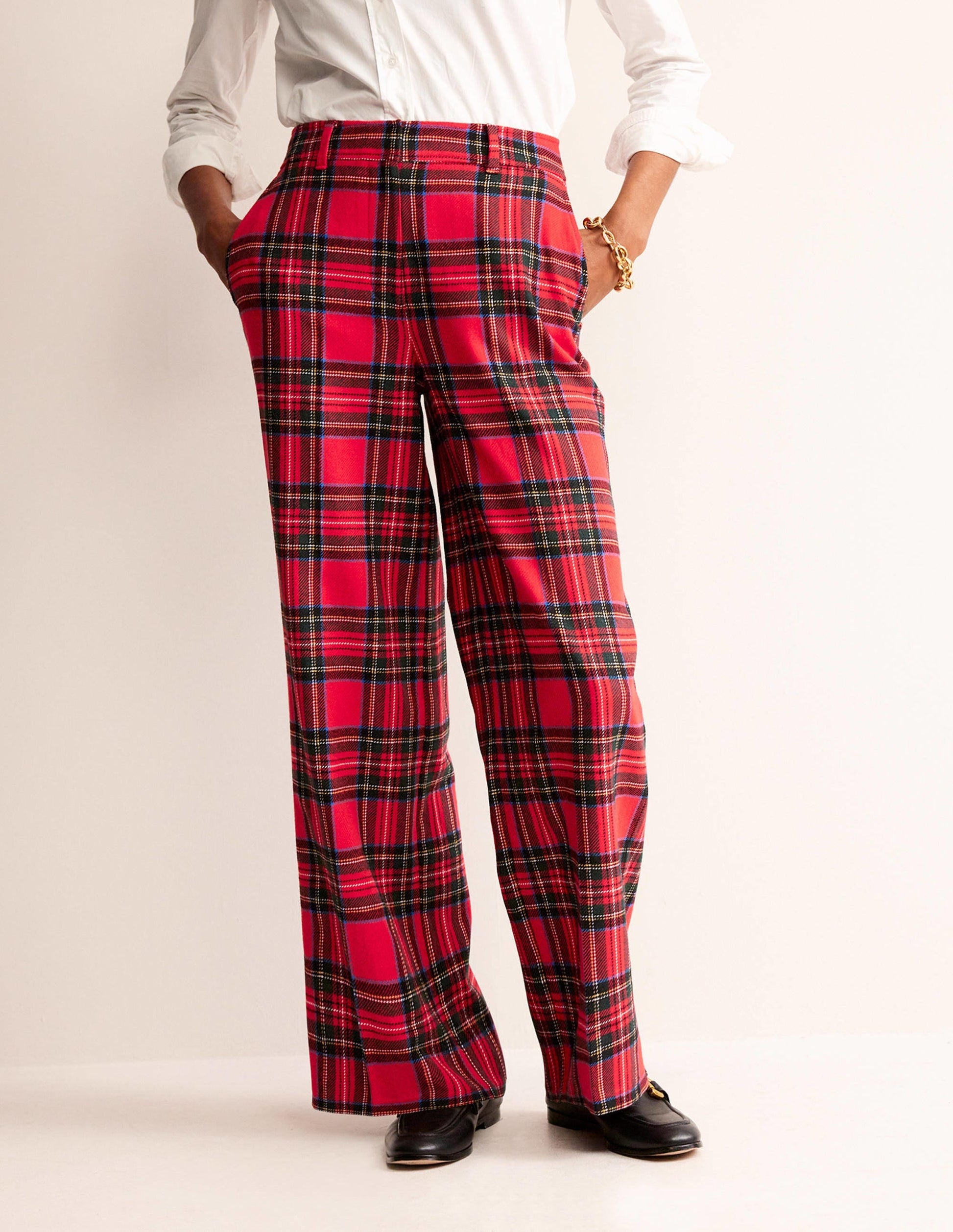 Westbourne Wool Blend Trousers-Red Tartan Check-4
