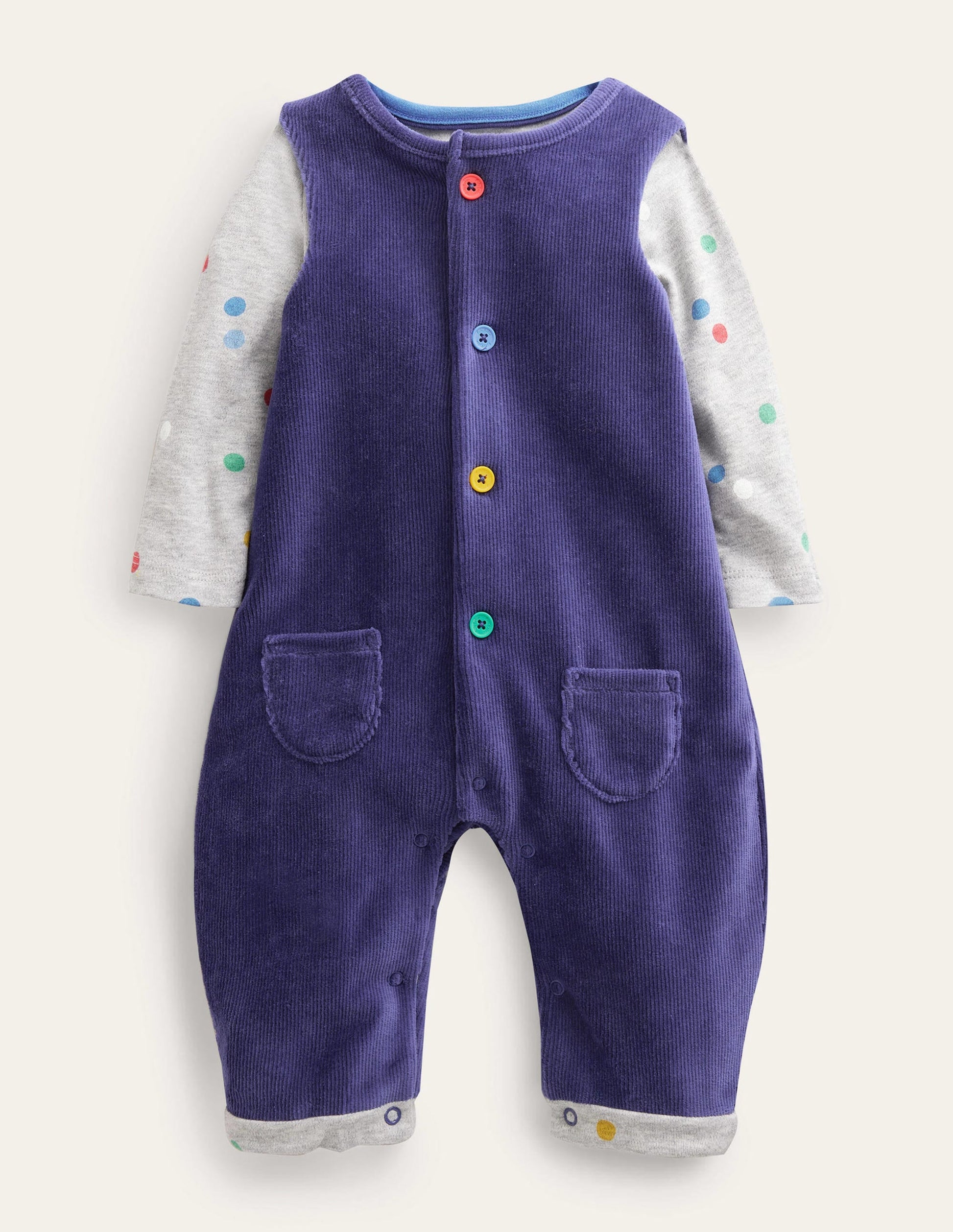 Jersey Cord Dungaree Set-Starboard Blue-1