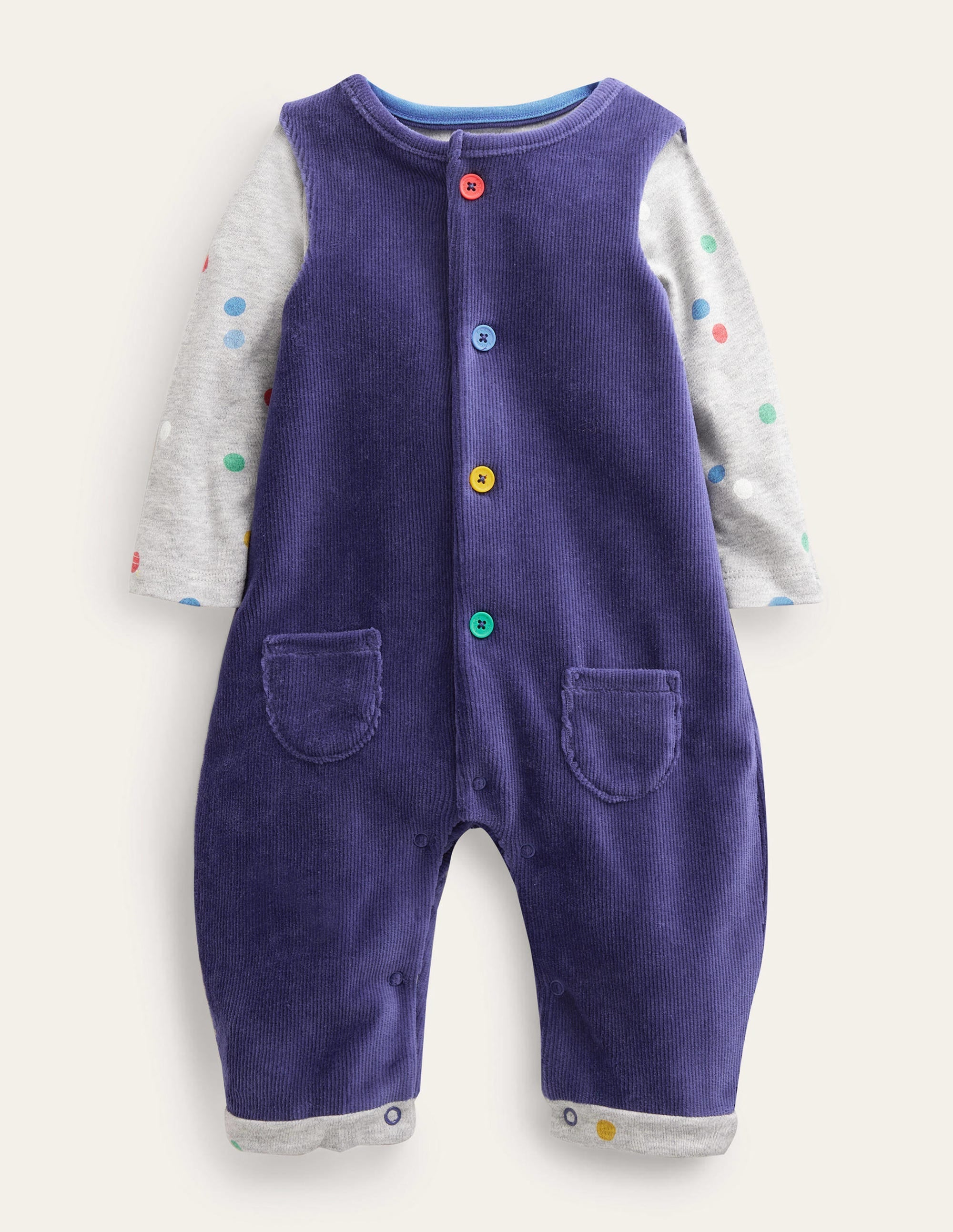 Jersey Cord Dungaree Set-Starboard Blue - Image 1
