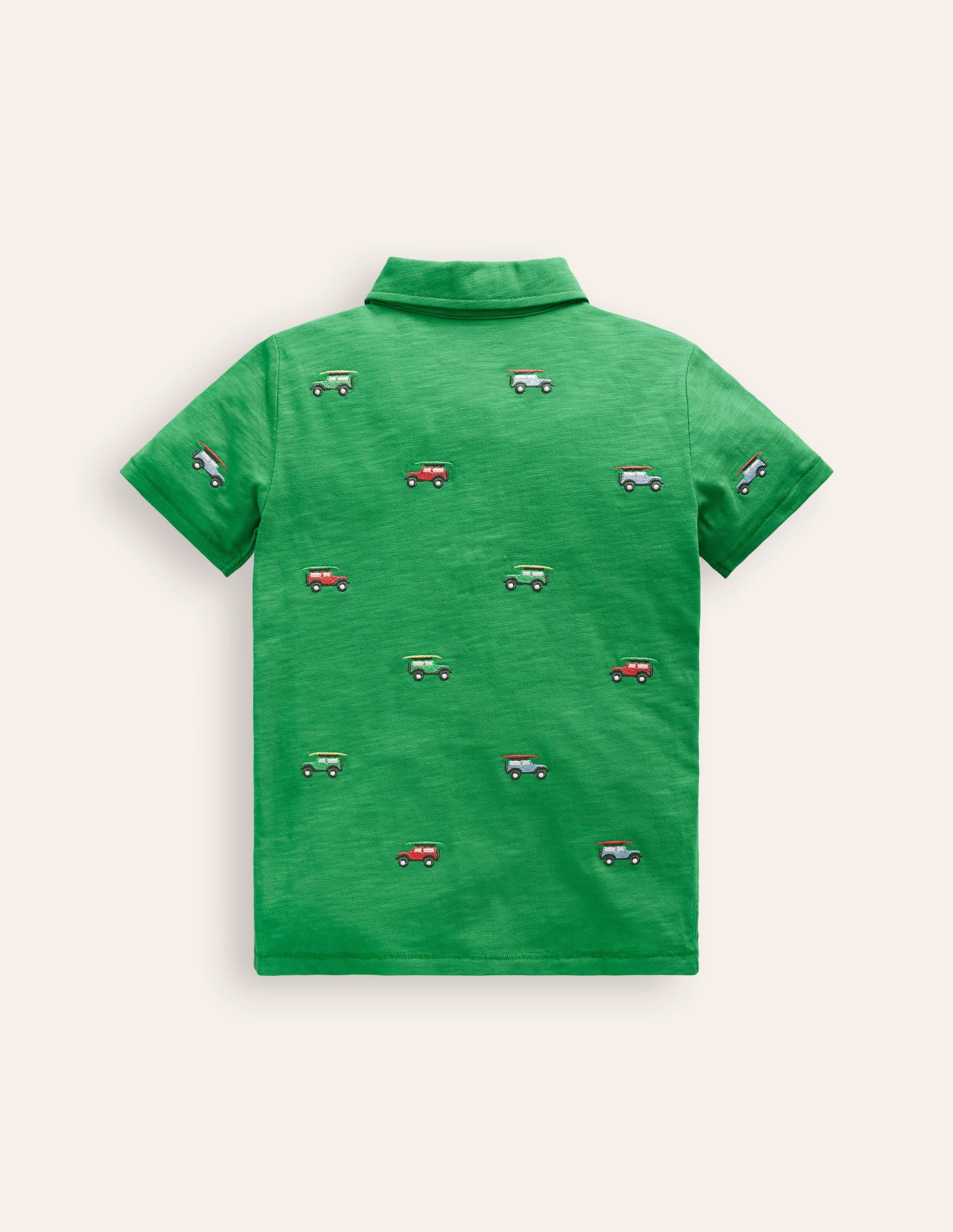 Embroidered Slub Polo Shirt-Shamrock Green Jeep-2