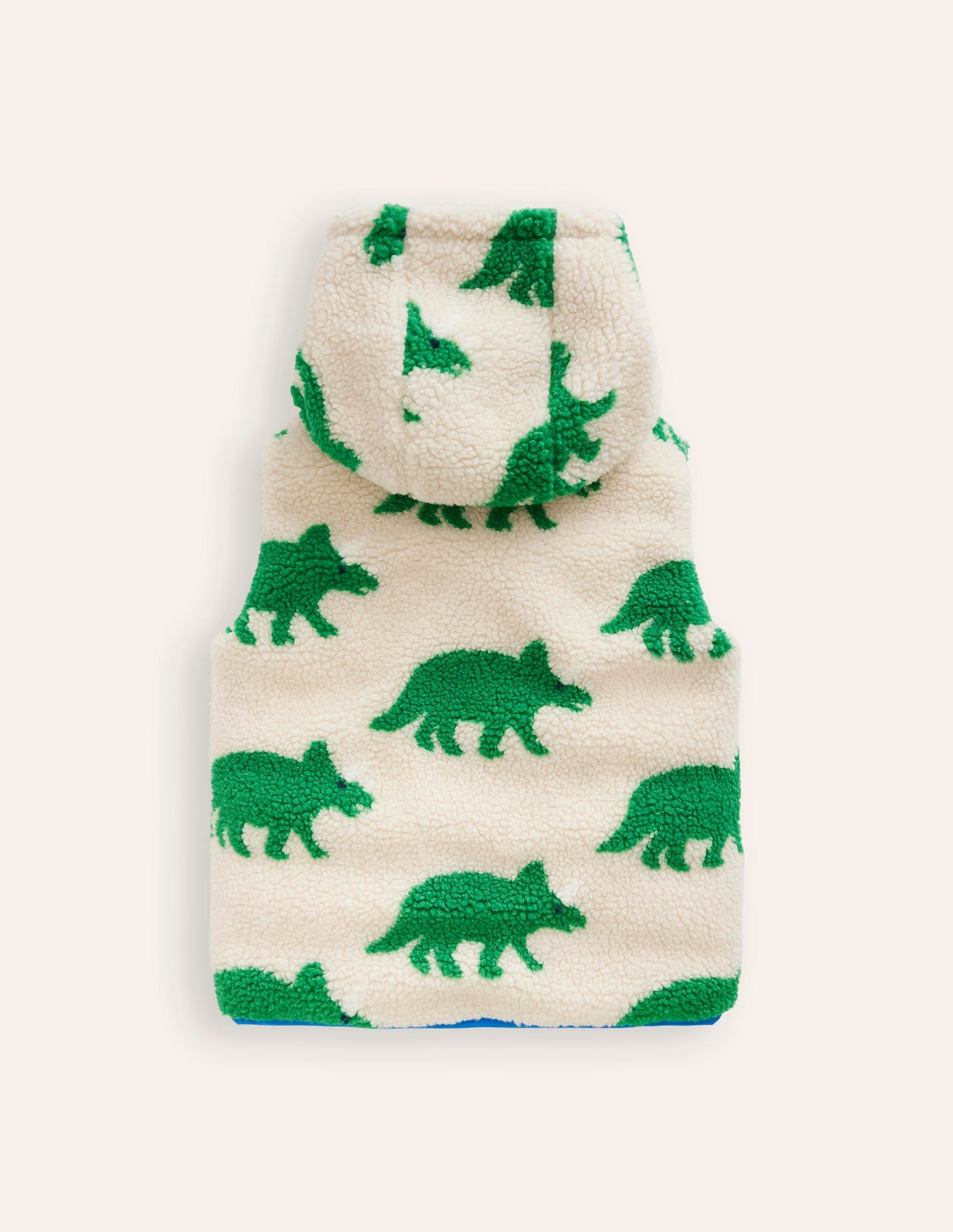 Reversible Borg Gilet-Green Dino / Navy-2