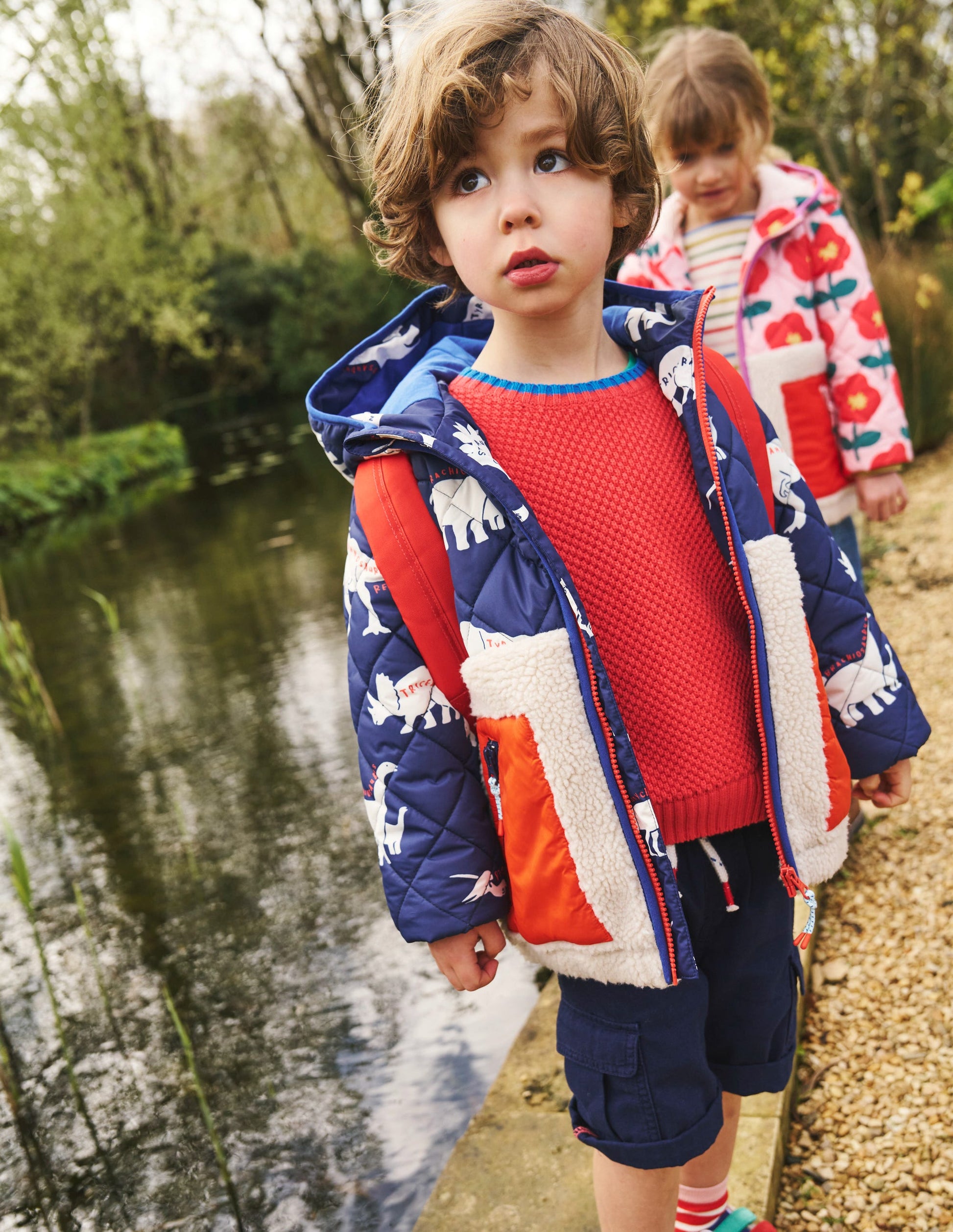 Borg Mix Jacket-College Navy Dino/ Borg-4