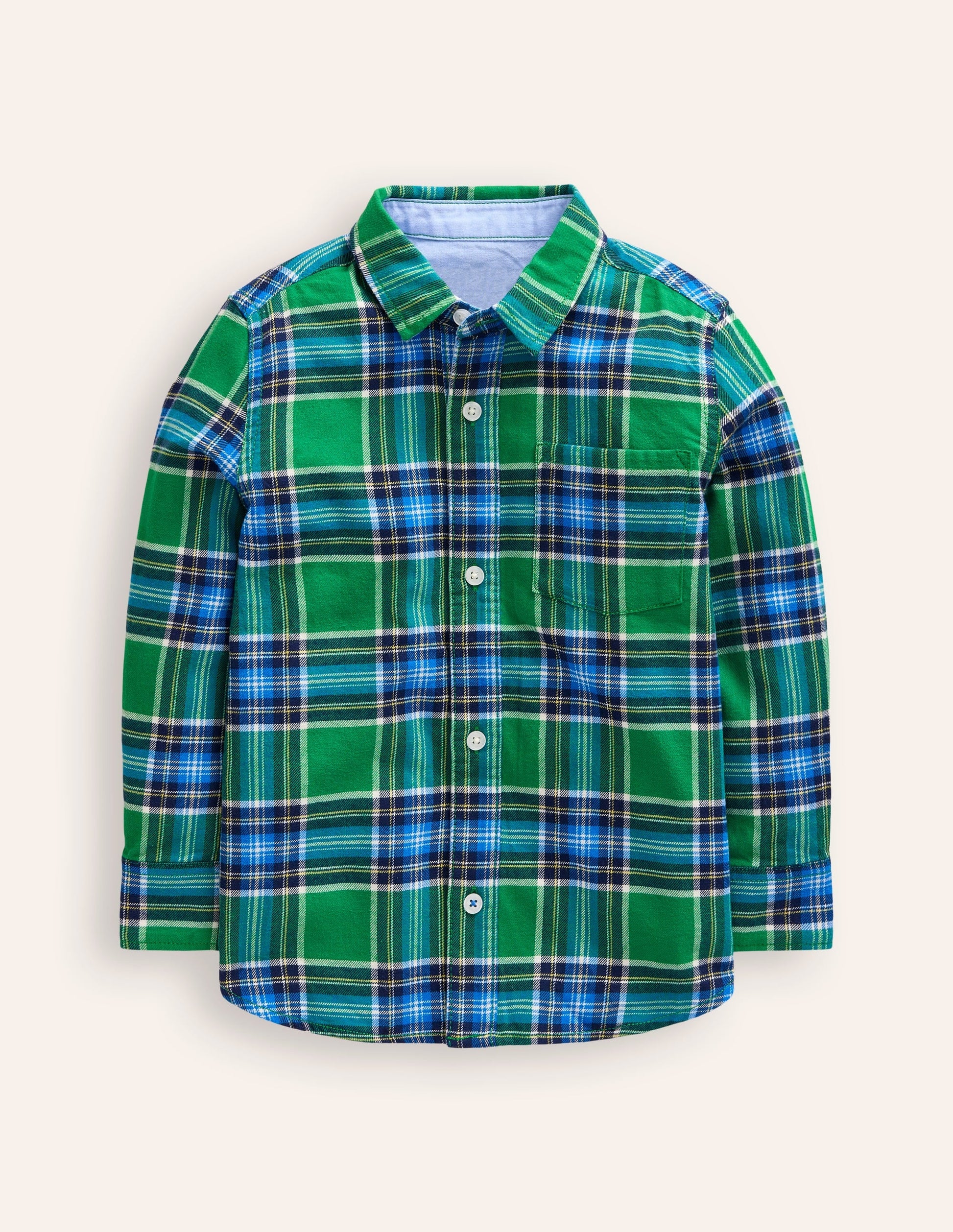 Cosy Cotton Check Shirt-Highland Green/Greek Blue-1