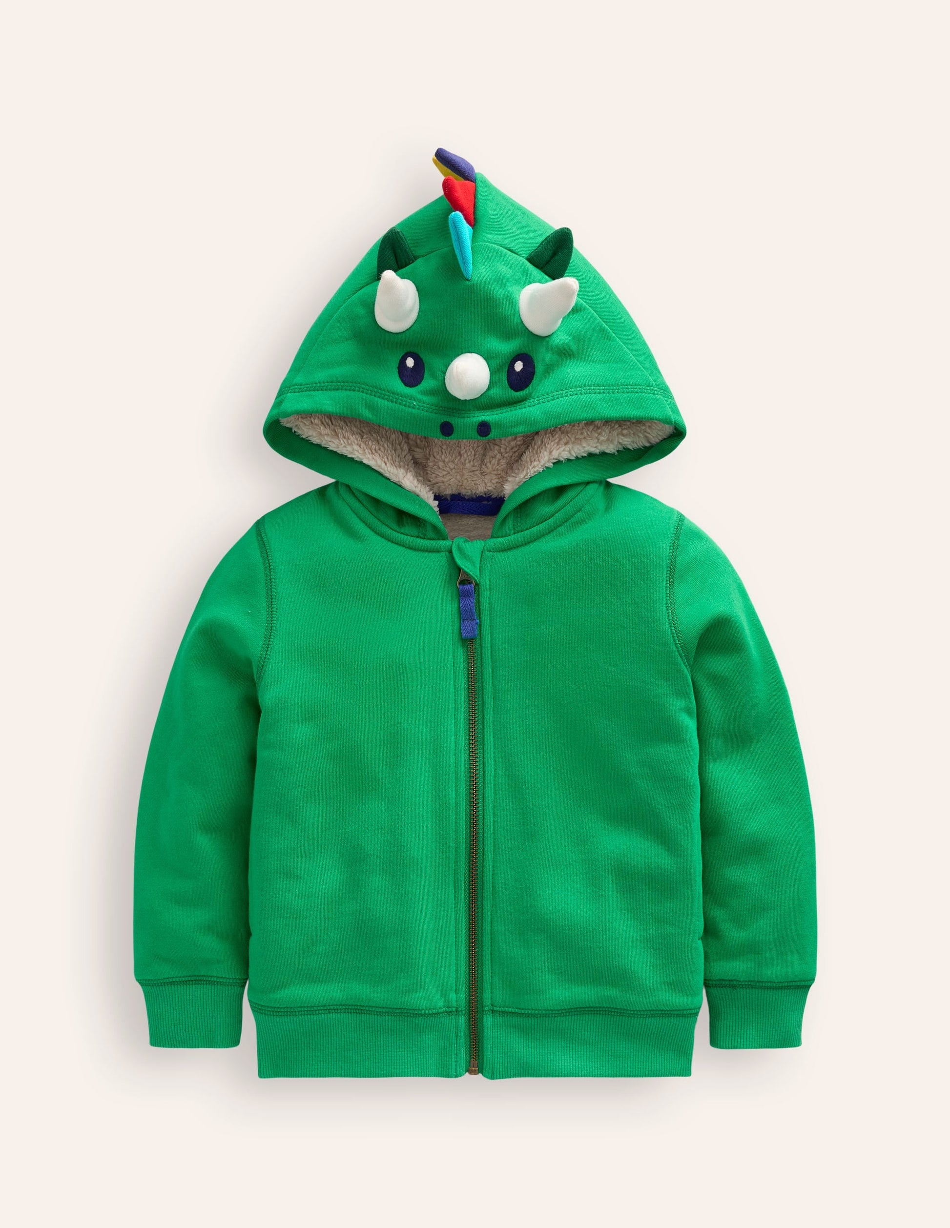 Shaggy-Lined Novelty Hoodie-Shamrock Green Dragon-1